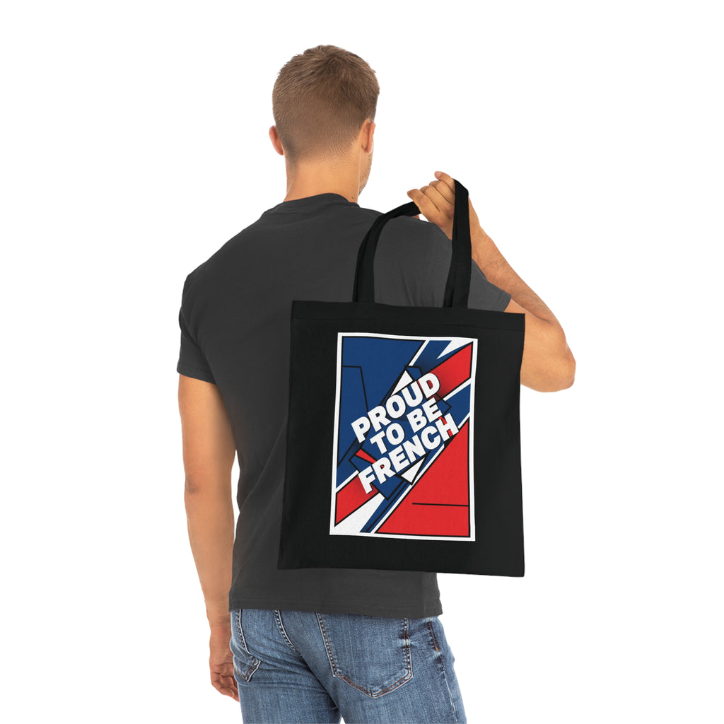 Proud to Be French Cotton Tote Bag — Blue & Red Patriotic Market Bag