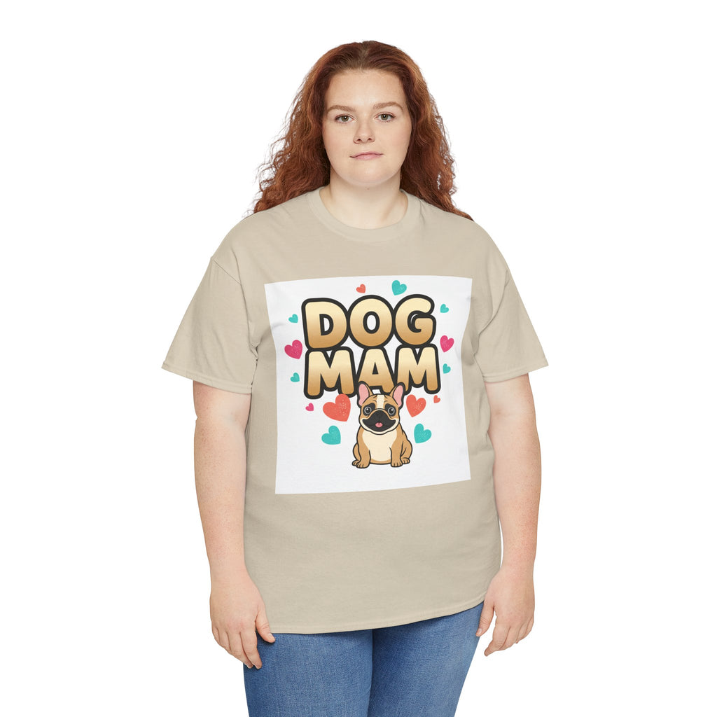 Dog Mom T-Shirt — Cute Pug Design with Hearts, Perfect Gift for Dog Lovers