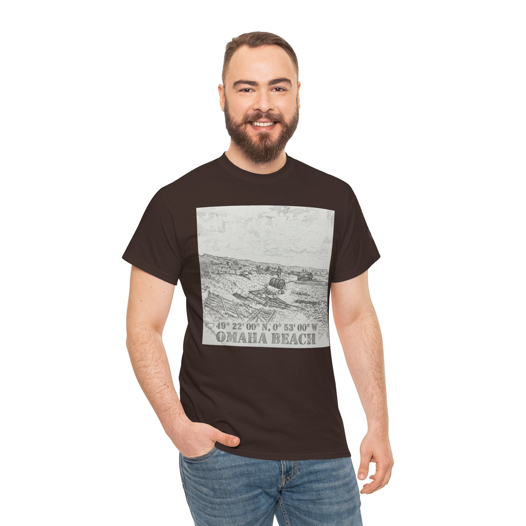 Omaha Beach Coordinates Tee – D-Day Normandy Memorial T‑Shirt