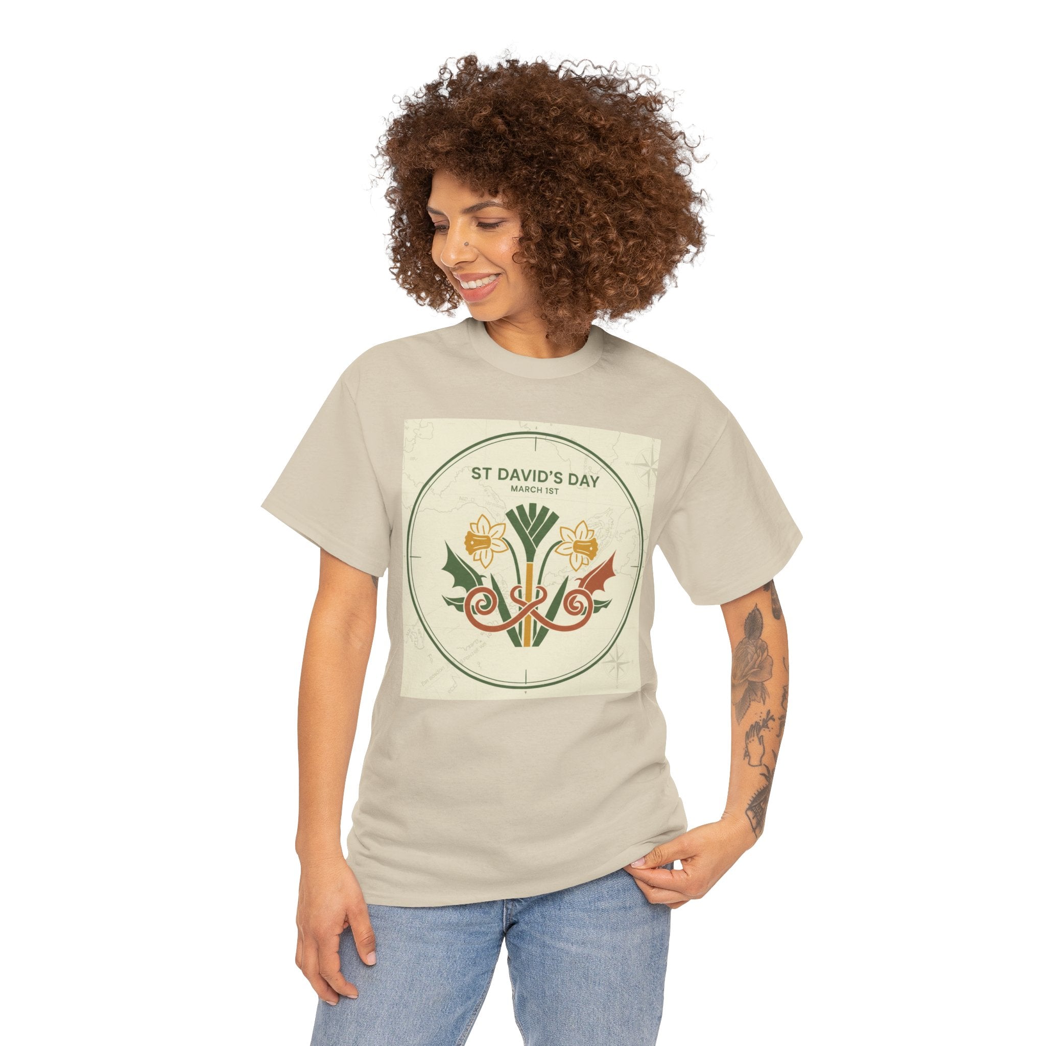 St. David's Day Floral Tee — Welsh Daffodil & Leek Celebration Shirt
