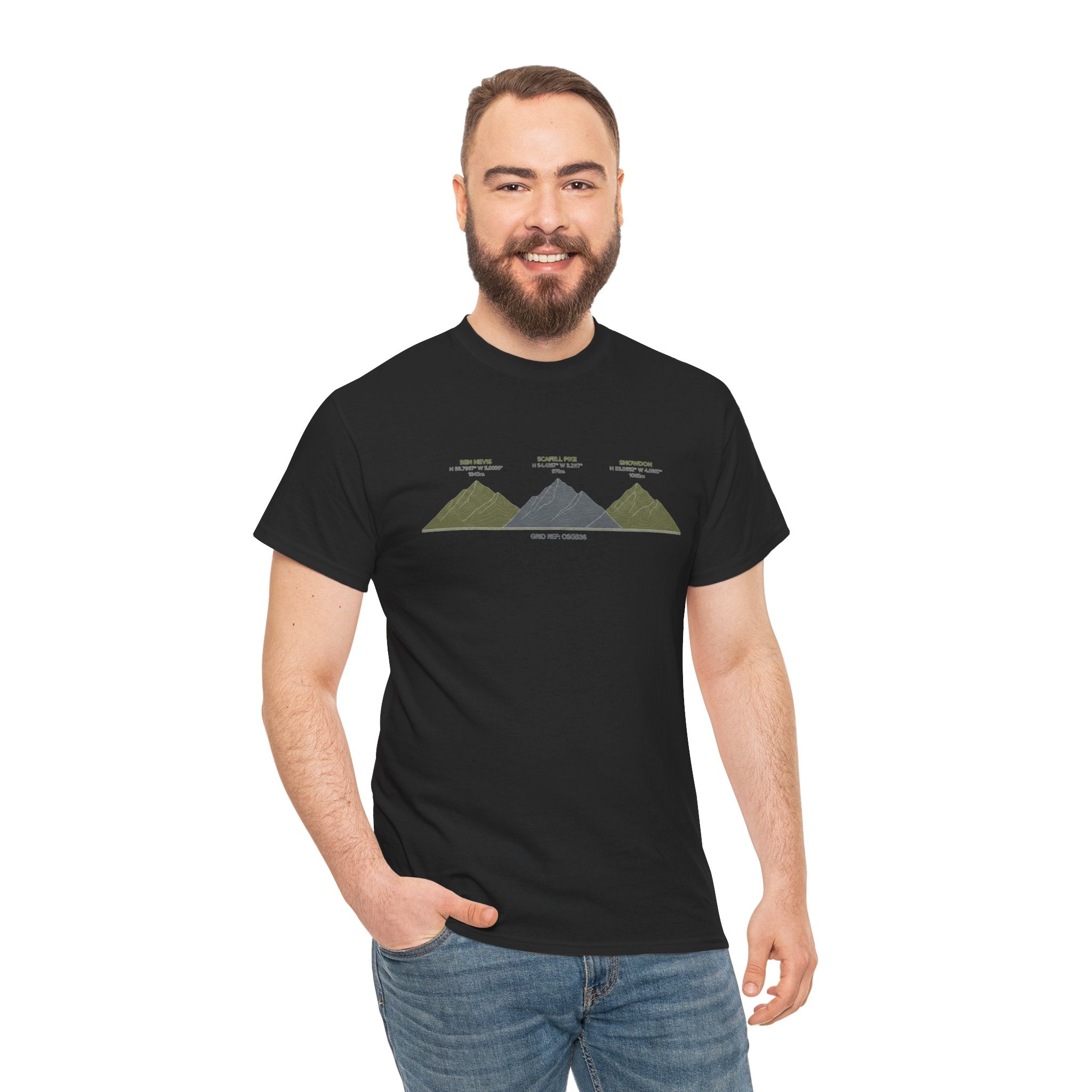 Three Peaks Challenge Graphic T-Shirt — Retro UK Mountain Hiking Tee