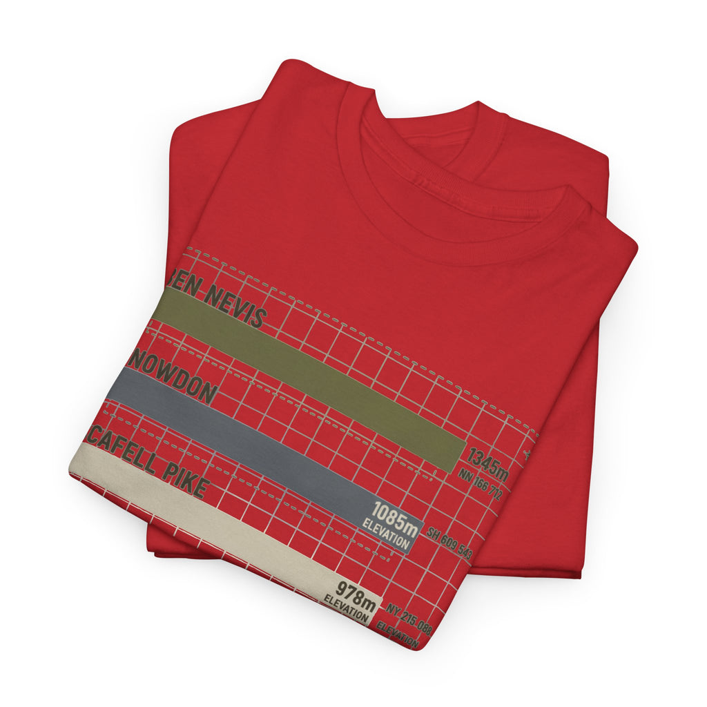 Three Peaks Challenge Graphic T-Shirt — Retro UK Mountain Hiking Tee