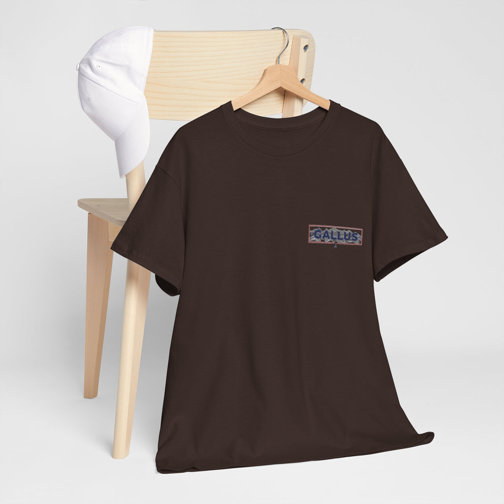 Mountain Sunset T-Shirt — Retro Nature Graphic Tee with 'GALLUS' Logo