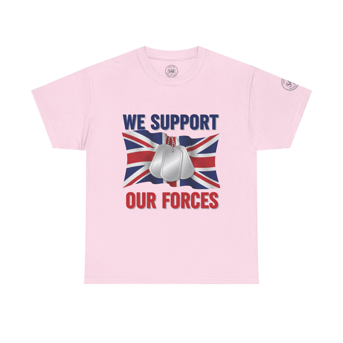 Support Our Forces T-Shirt — Union Jack & Dog Tags Military Tee — product image 11
