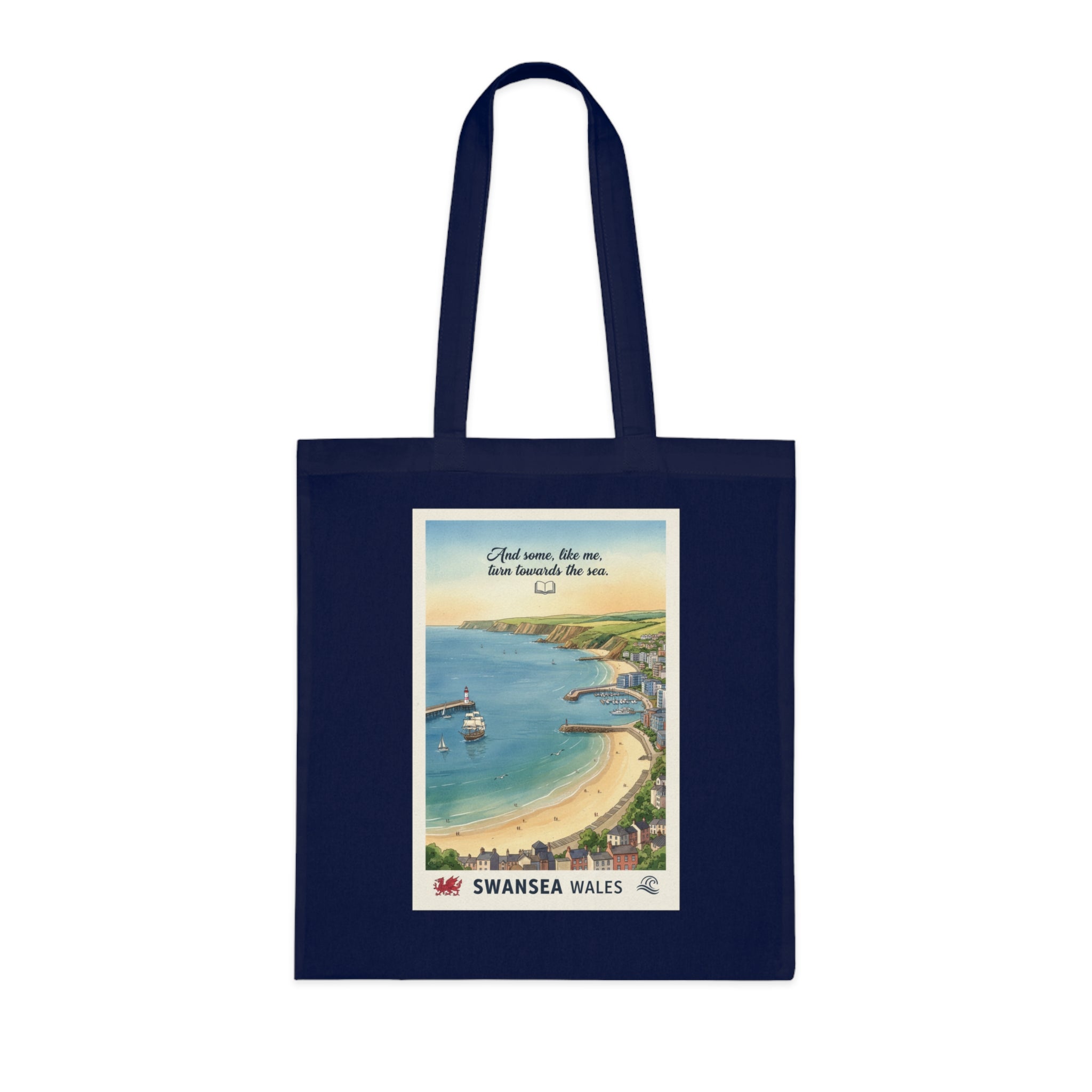 Swansea Wales Vintage Beach Tote — Retro Coastal Cotton Shopper