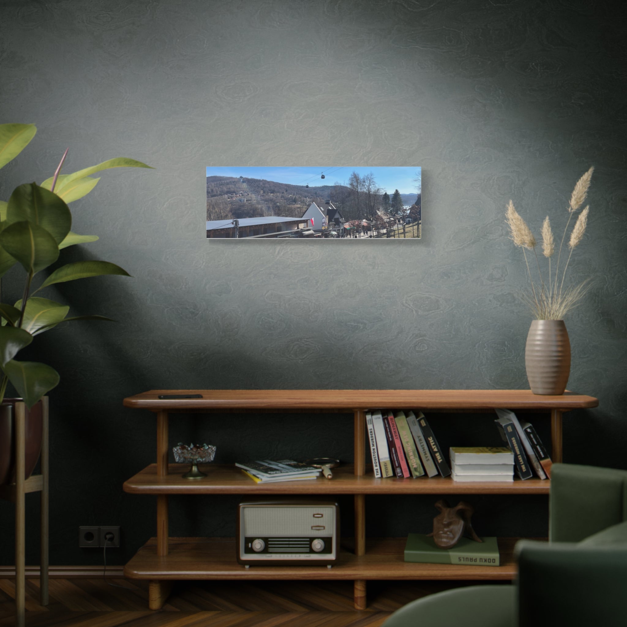 Resort Gondola Matte Canvas Wall Art — Mountain Village Landscape Print
