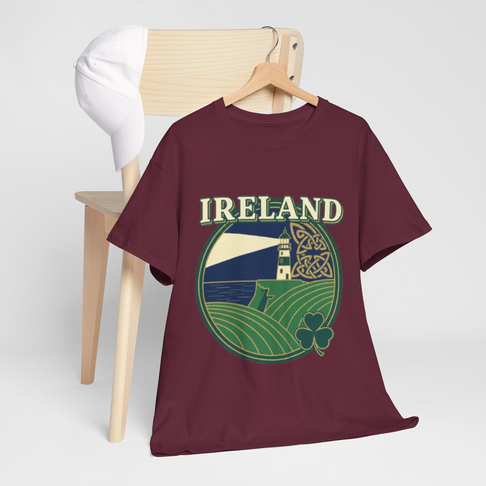 Ireland Scenic Tee — Celtic Lighthouse & Shamrock Graphic T-Shirt
