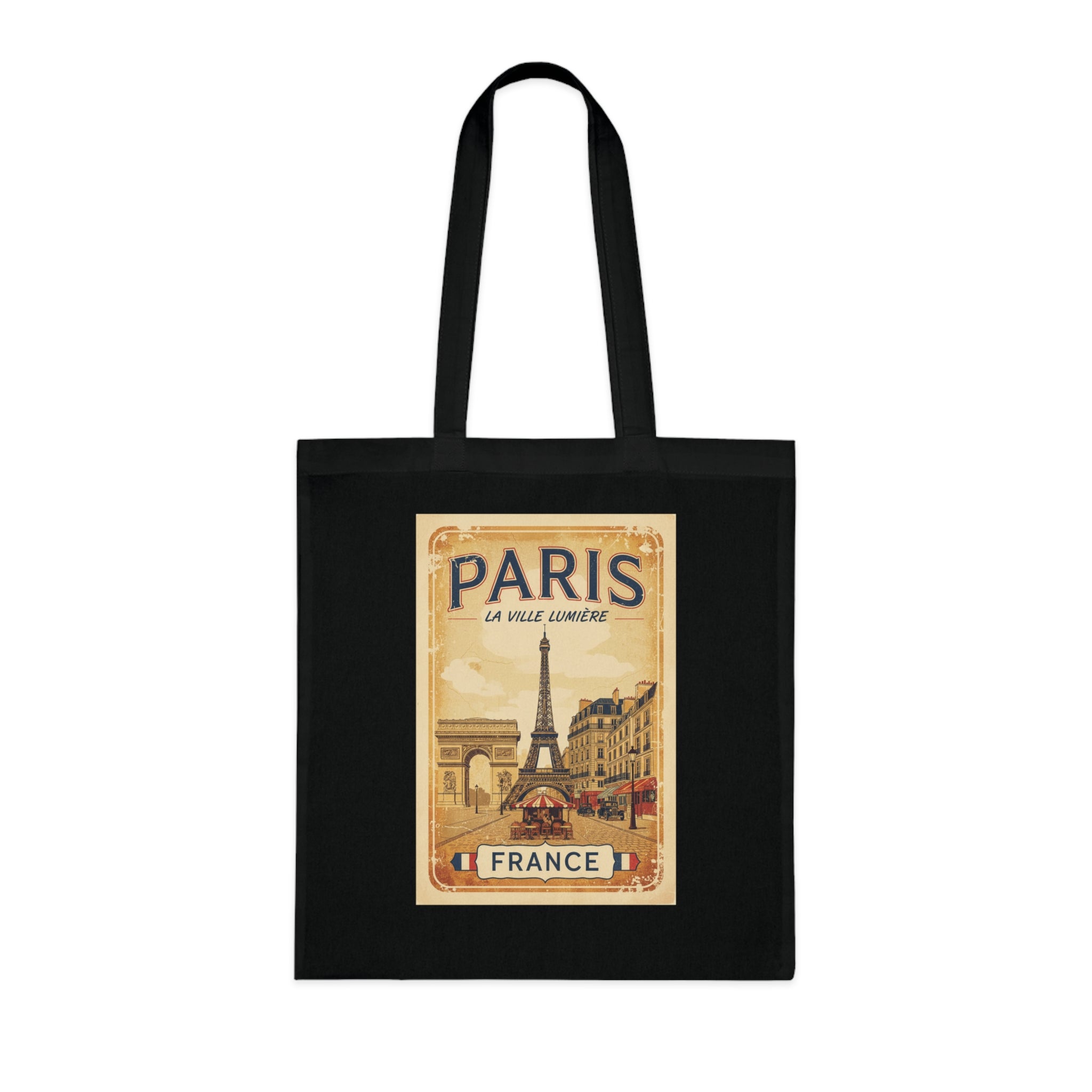 Paris Vintage Poster Cotton Tote Bag – Eiffel Tower France Travel Market Tote