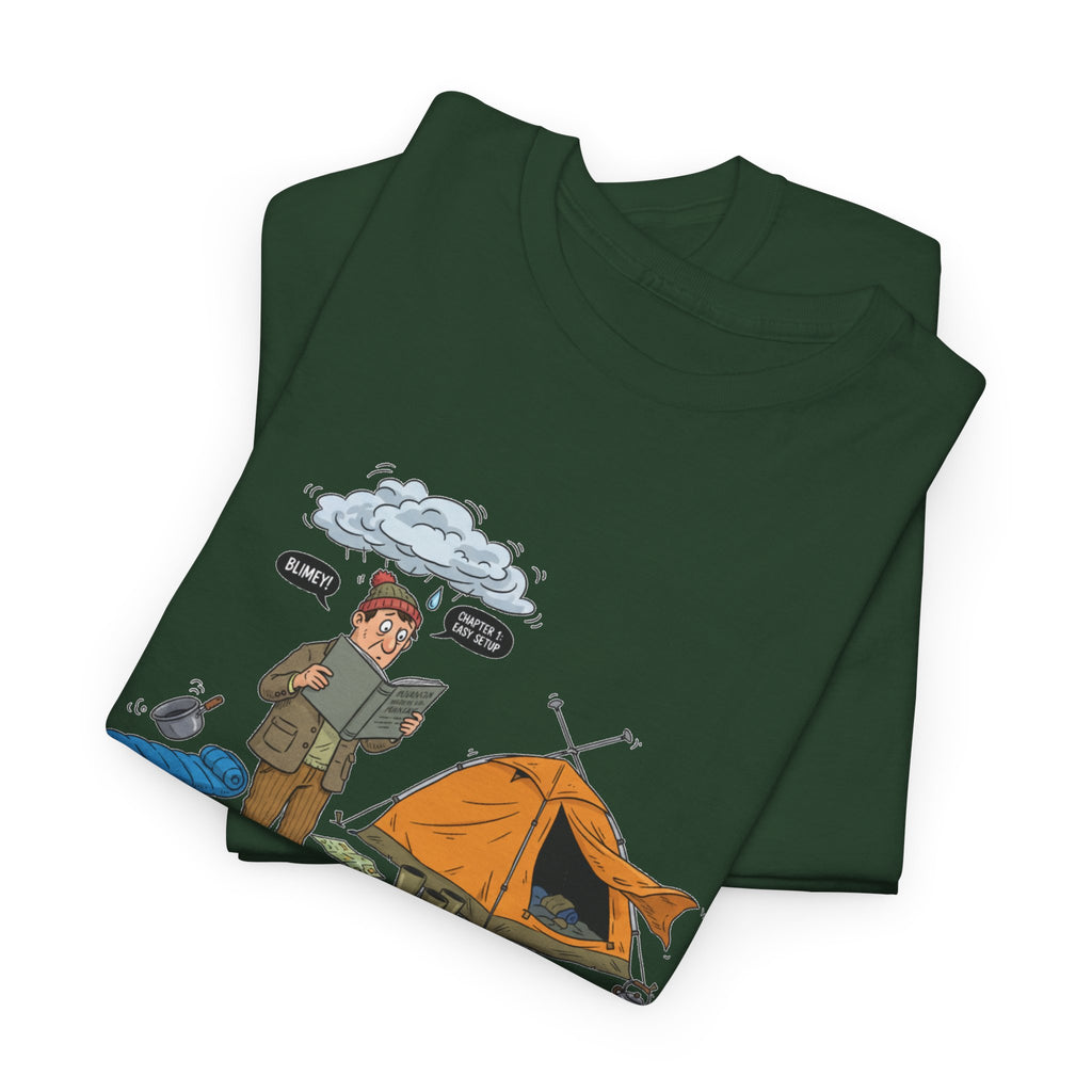 Retro Mountain Camping Graphic T-Shirt — Vintage Campfire Adventure Tee