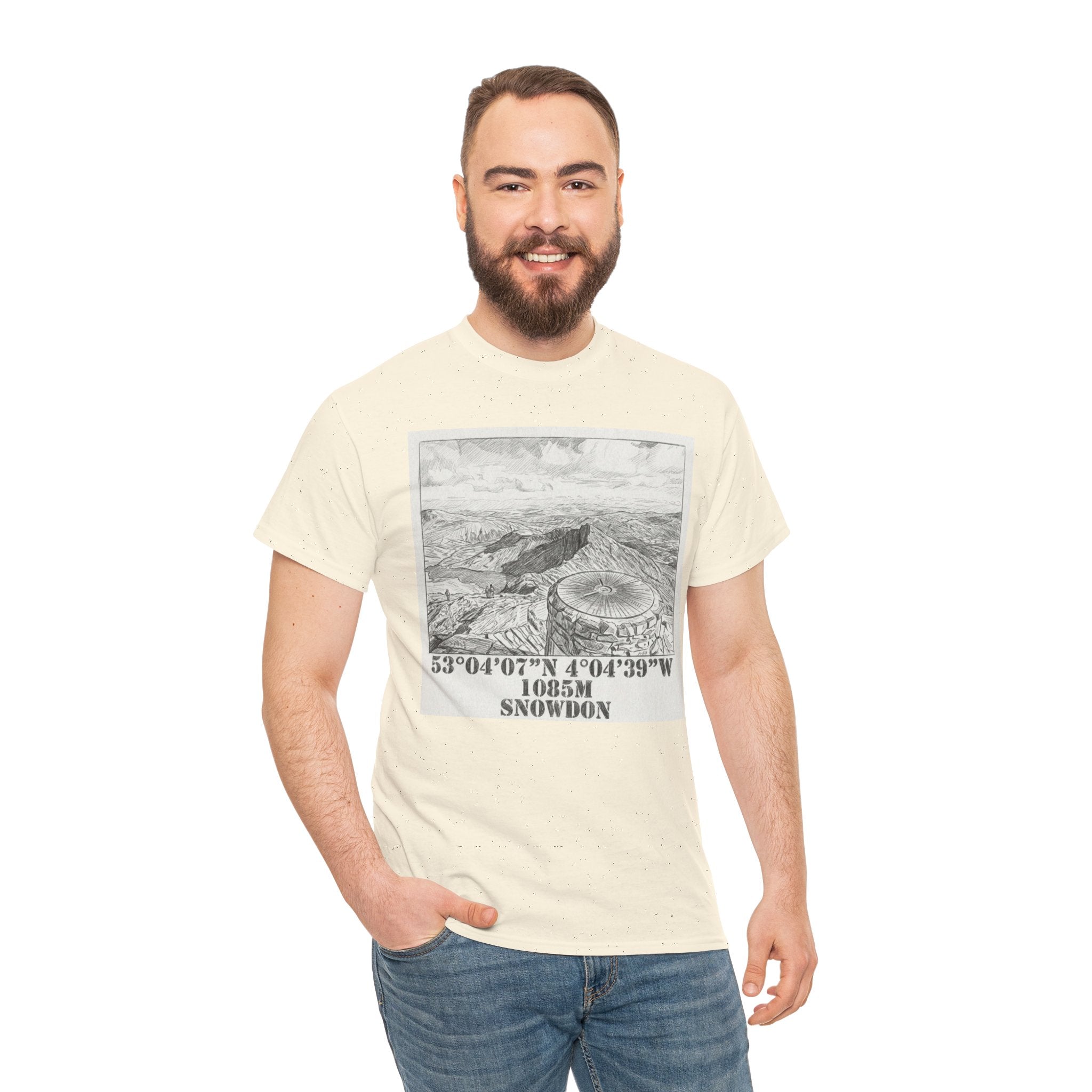 Snowdon Mountain Tee — Vintage Map Illustration with Coordinates
