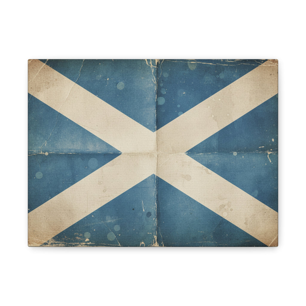 Scotland Flag Vintage Canvas Print — Distressed Saltire Wall Art