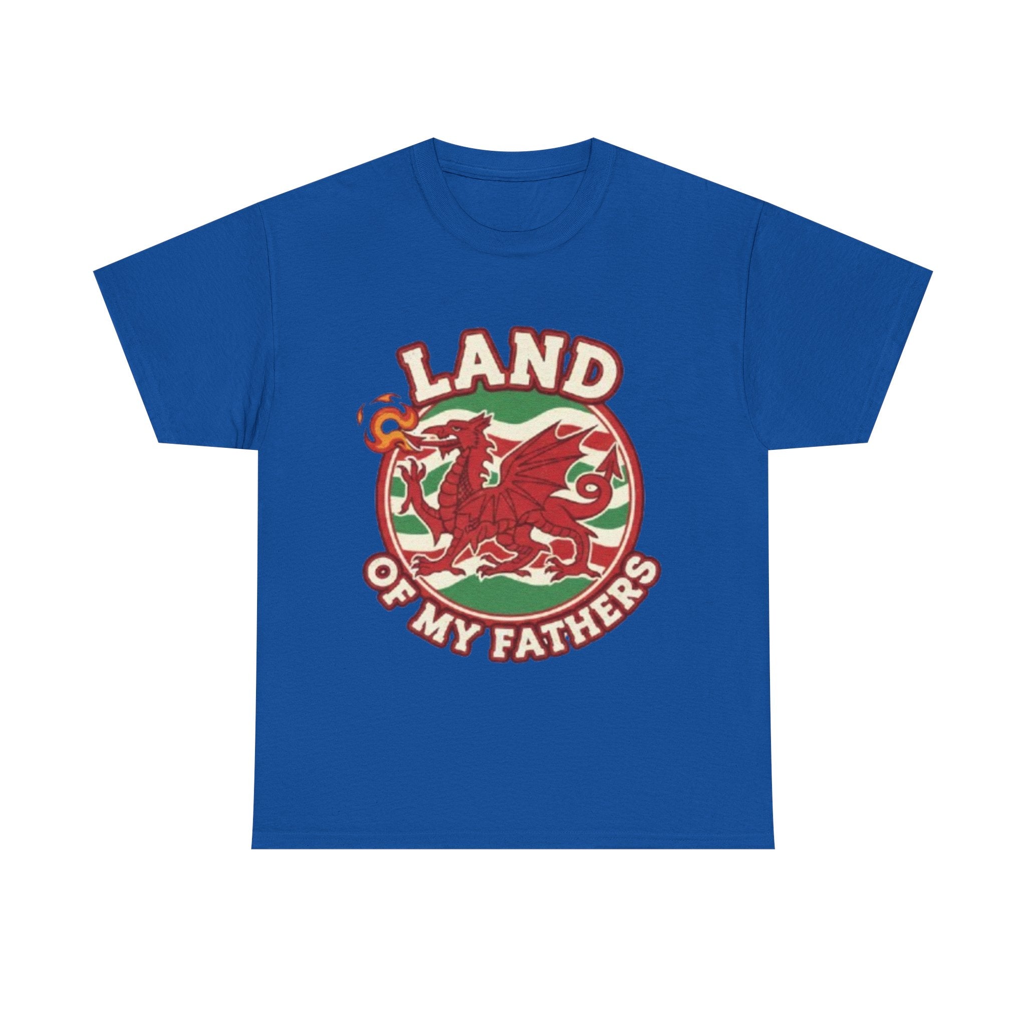 Land of My Fathers T‑Shirt — Welsh Dragon Vintage Crest Tee