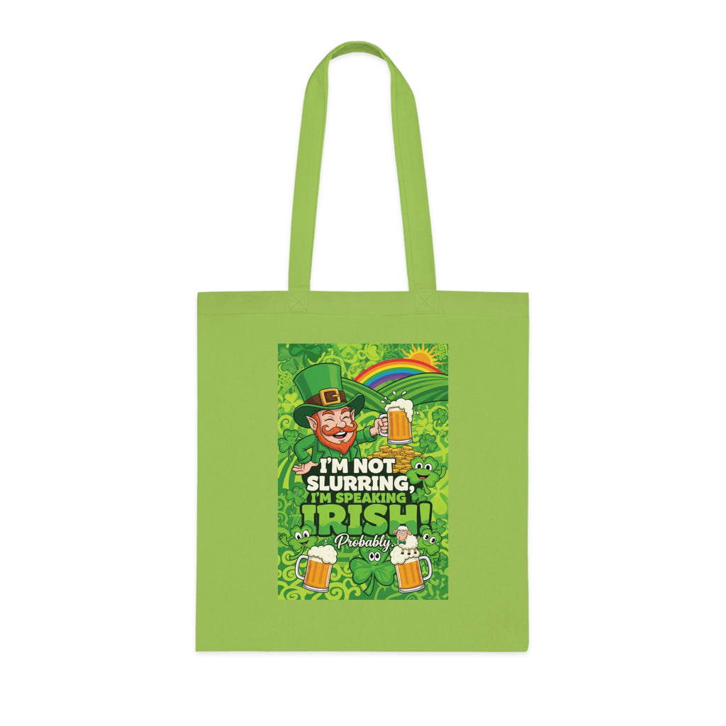 St. Patrick's Day Tote Bag - "I'm Not Slurring, I'm Speaking Irish" Cotton Grocery Tote
