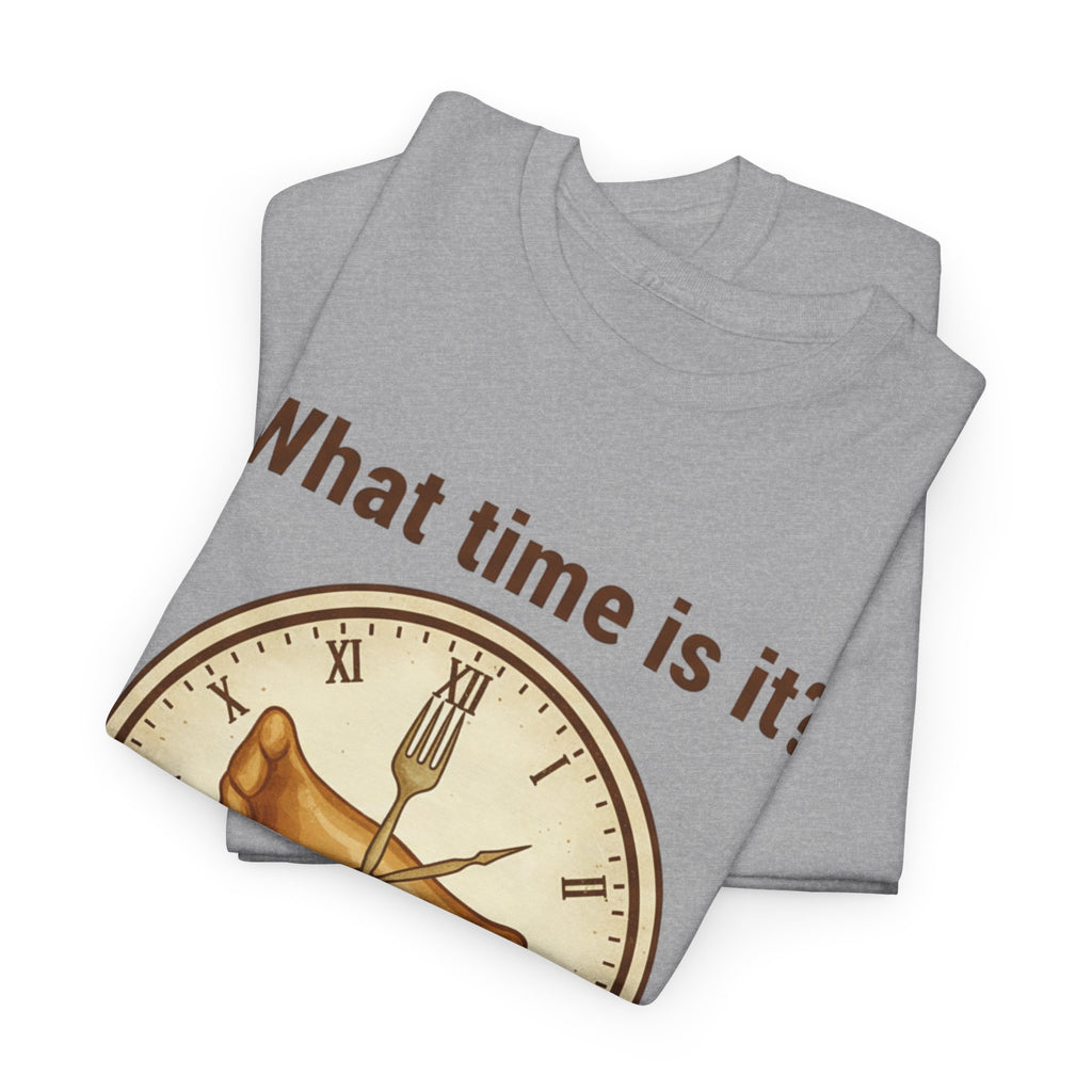 Pierogi Time T‑Shirt — "What time is it? Pierogi time!" Vintage Clock Food Tee