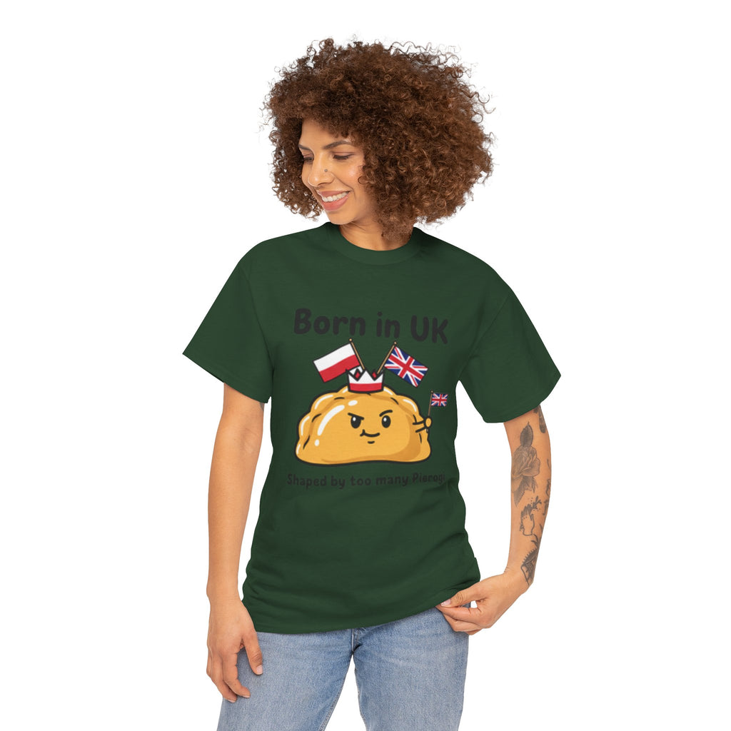 Born in UK Pierogi T‑Shirt — Funny Polish‑British Pride Tee