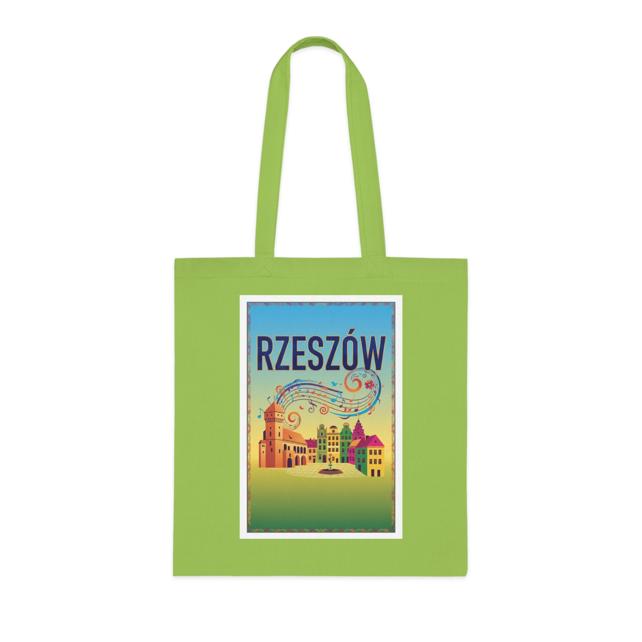 Rzeszów Vintage Travel Cotton Tote Bag — Colorful Cityscape Market Bag