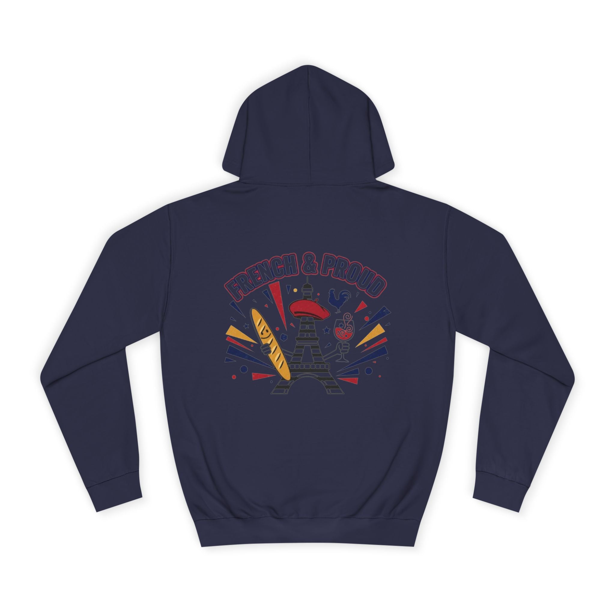 French & Proud College Hoodie — Baguette, Eiffel Tower Graphic Hoodie