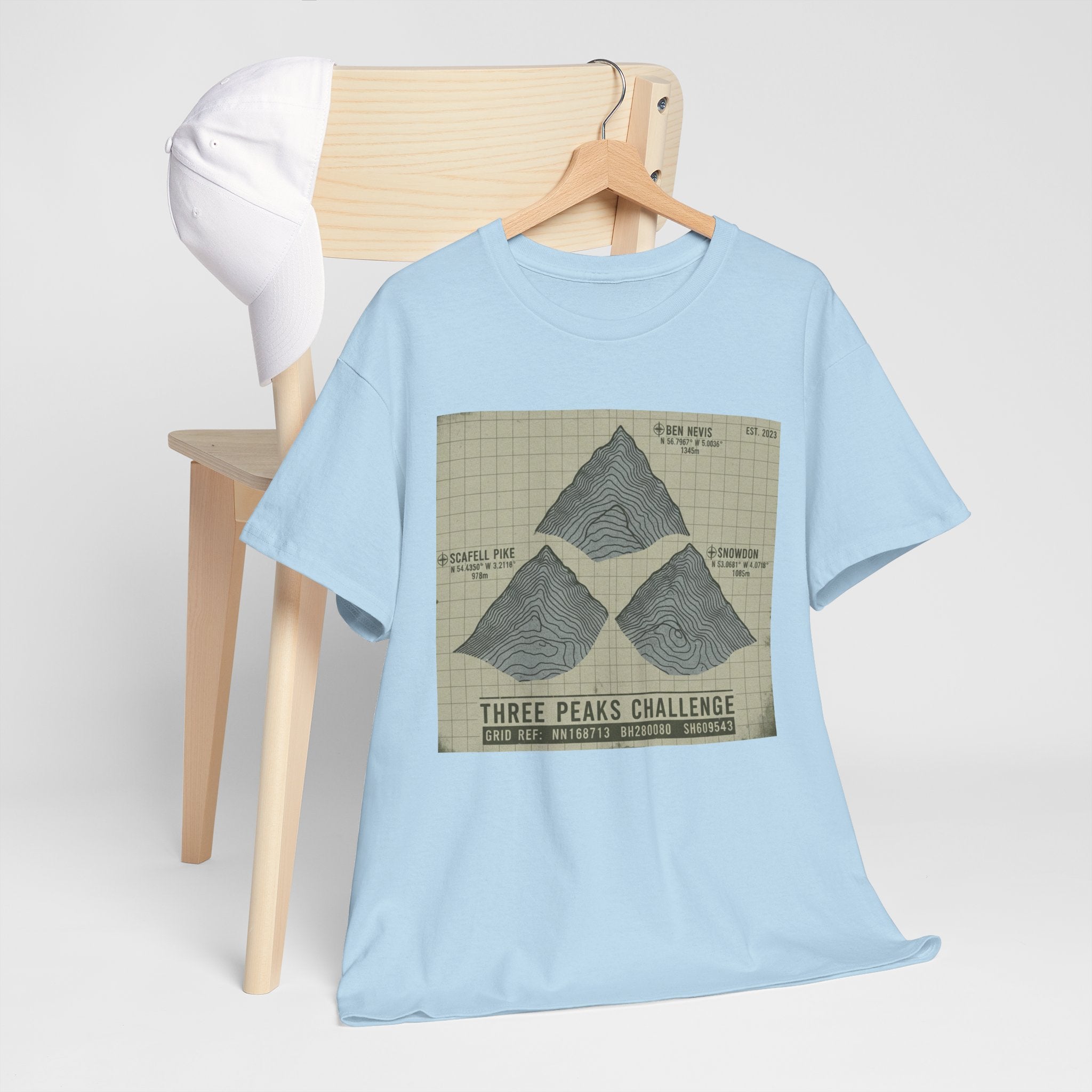 Three Peaks Challenge Graphic T-Shirt — Retro UK Mountain Summit Tee