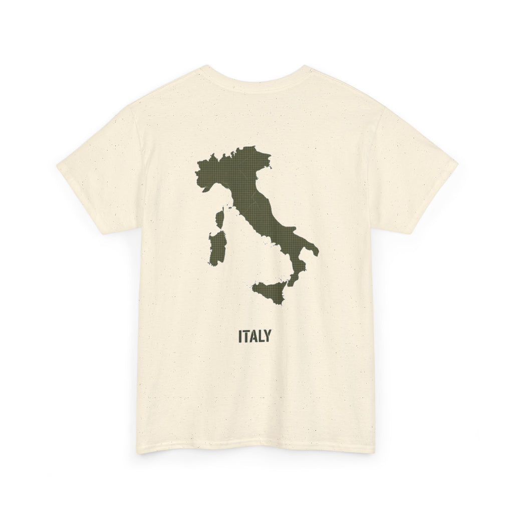Italy Map T‑Shirt — Minimalist Travel Tee with 'Italy' Text
