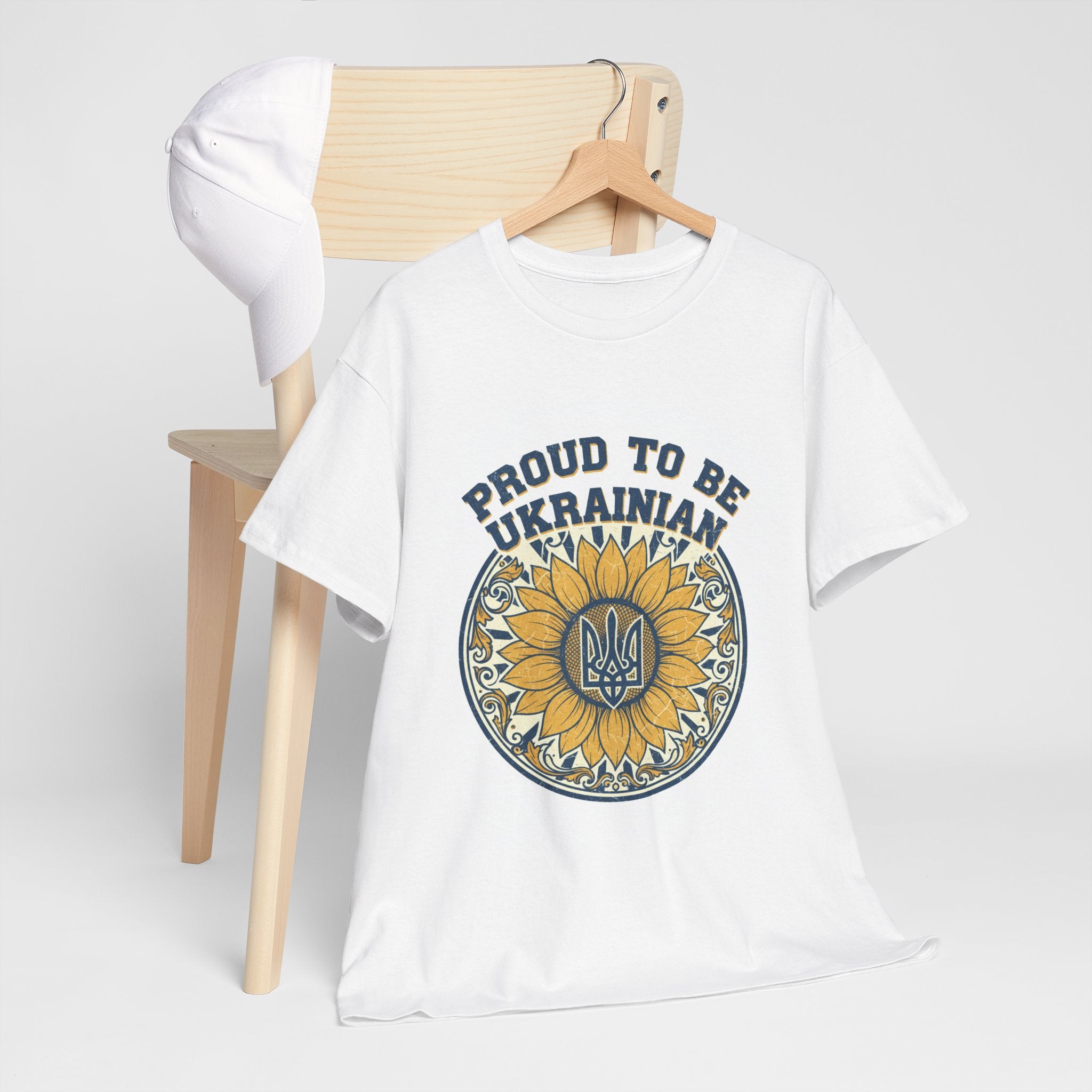 Proud to Be Ukrainian T-Shirt — Sunflower & Trident Pride Tee