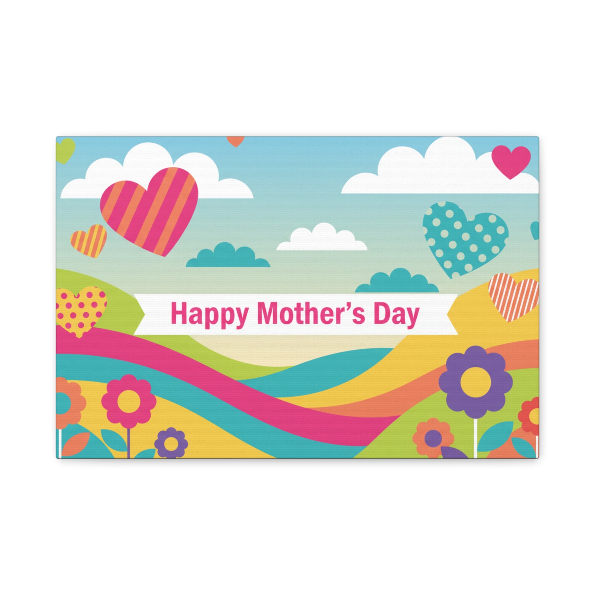 Mother's Day Canvas Wall Art — 'Happy Mother's Day' Colorful Floral Heart Print