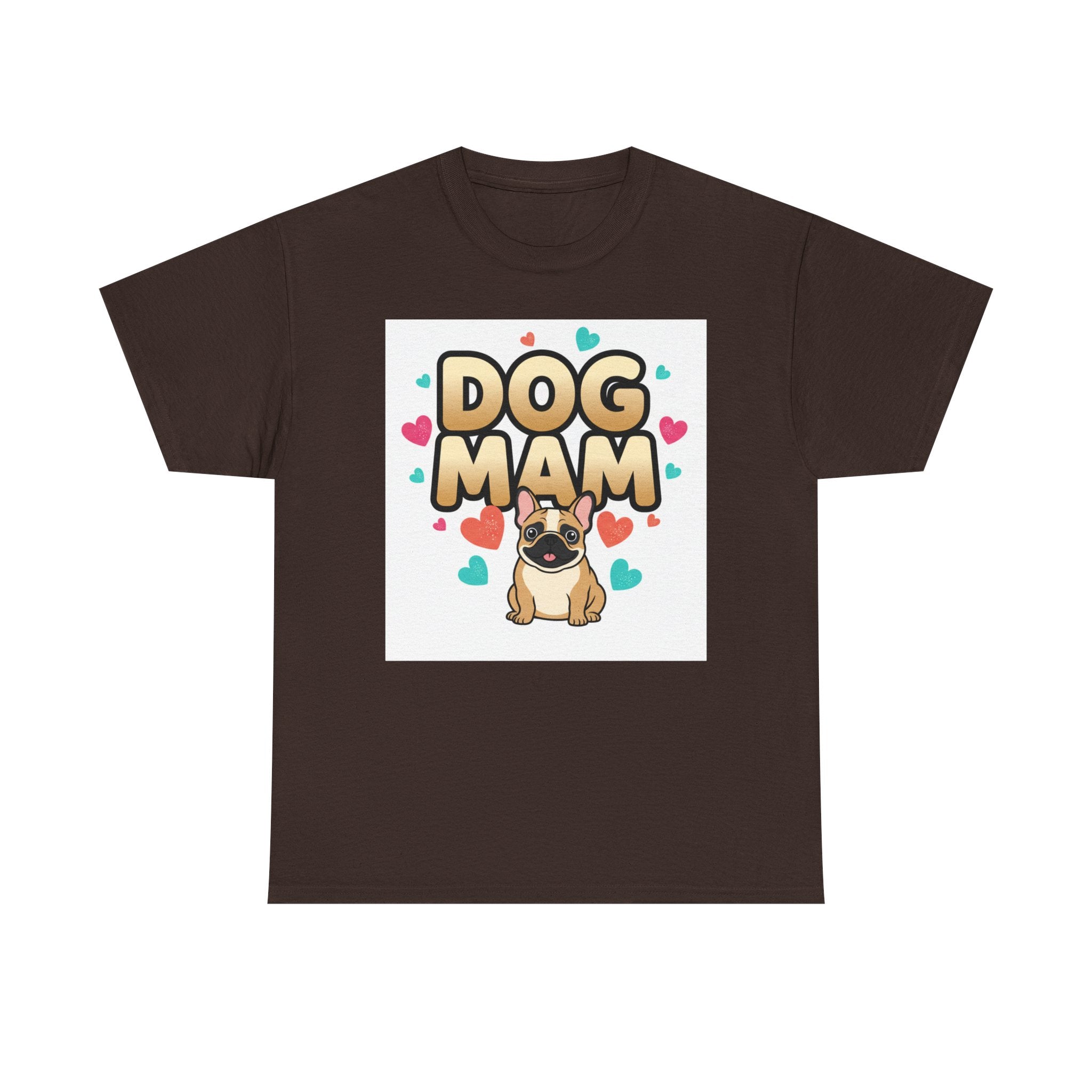 Dog Mom T-Shirt — Cute Pug Design with Hearts, Perfect Gift for Dog Lovers