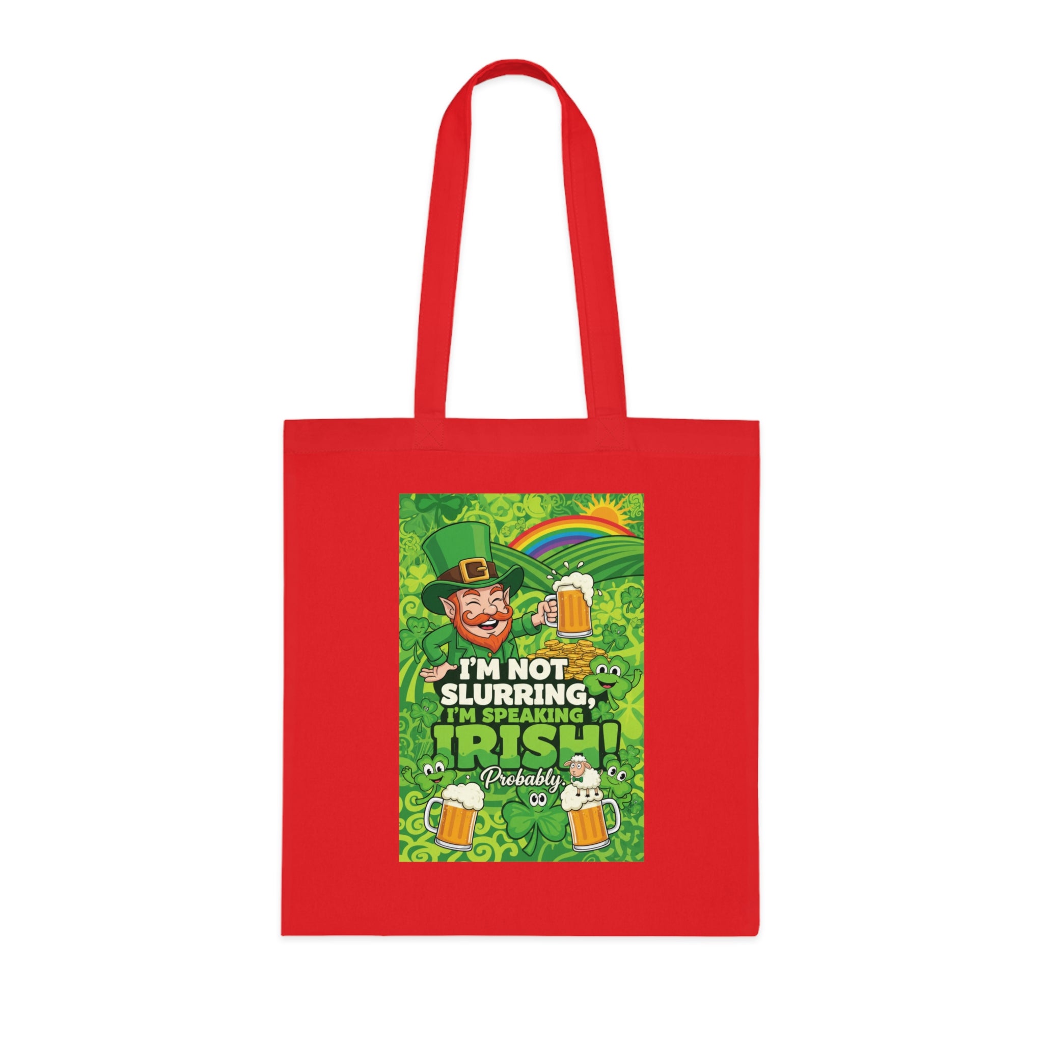 St. Patrick's Day Tote Bag - "I'm Not Slurring, I'm Speaking Irish" Cotton Grocery Tote