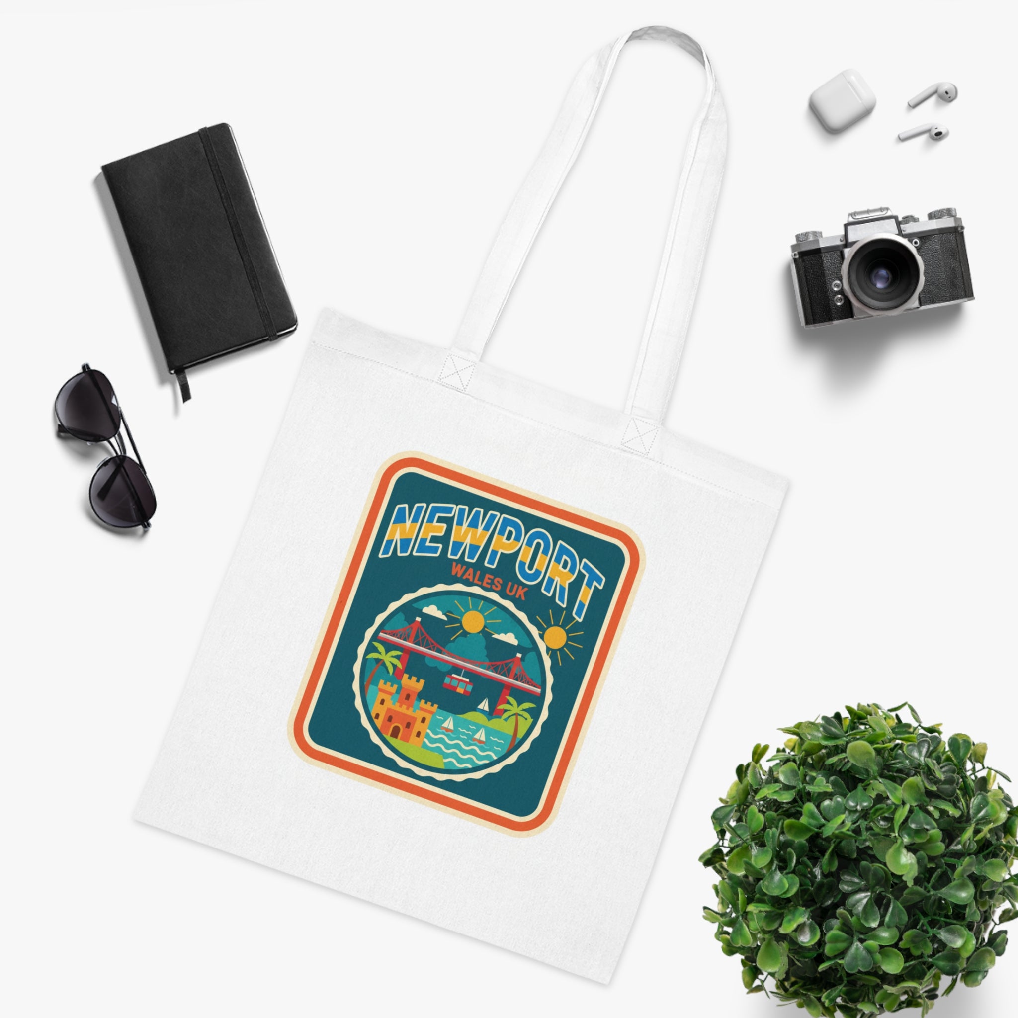 Newport Retro Coast Tote Bag — Vintage Seaside Travel Beach Market Bag