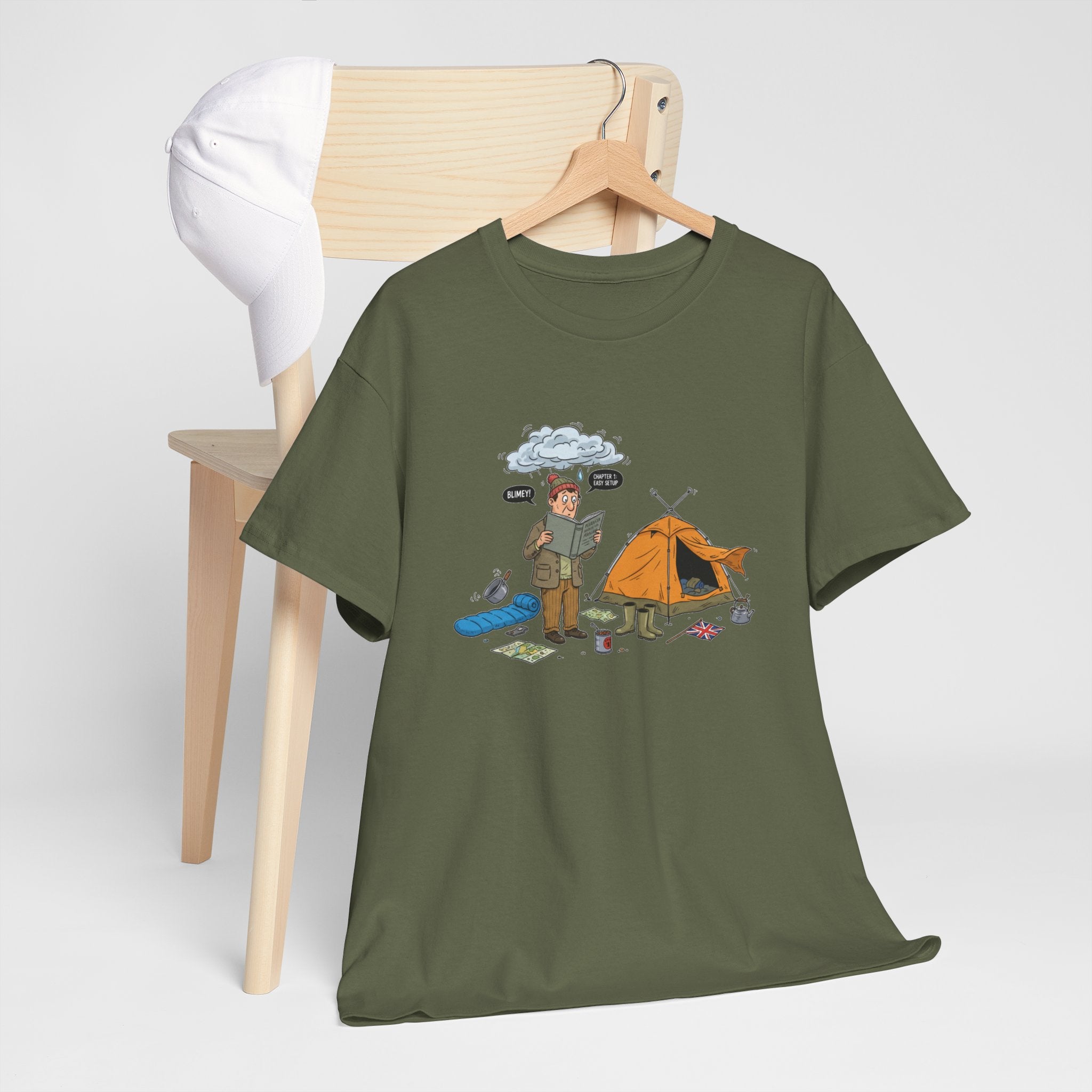 Retro Mountain Camping Graphic T-Shirt — Vintage Campfire Adventure Tee