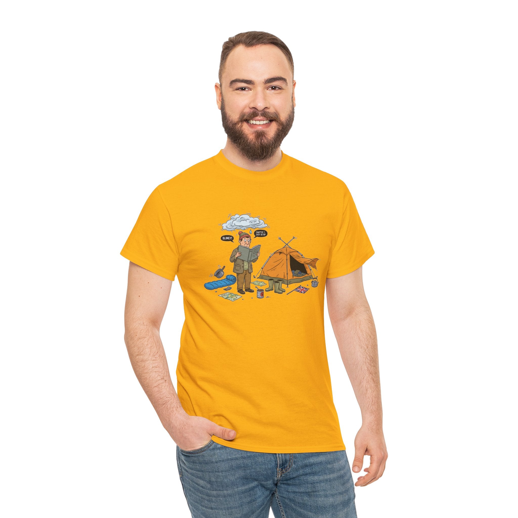 Retro Mountain Camping Graphic T-Shirt — Vintage Campfire Adventure Tee
