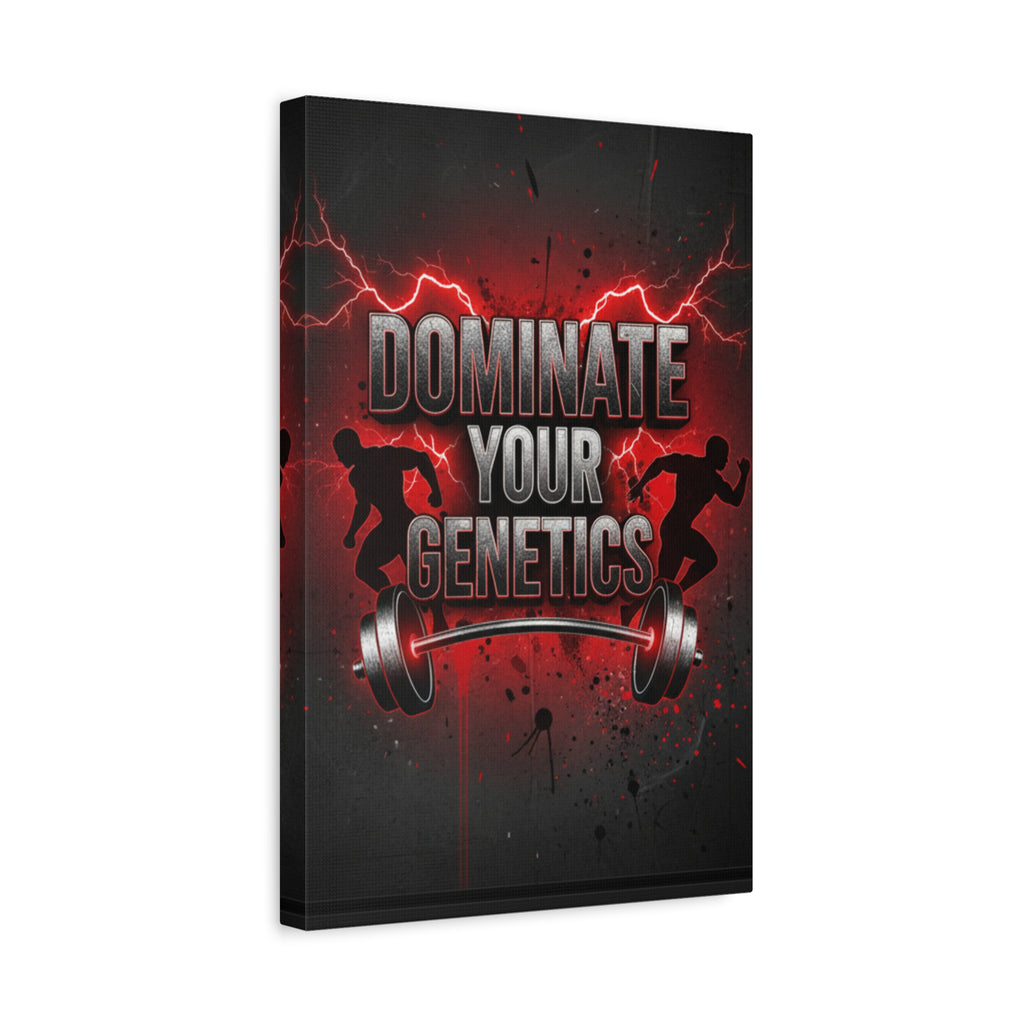 Dominate Your Genetics Gym Canvas Wall Art — Motivational Fitness Quote