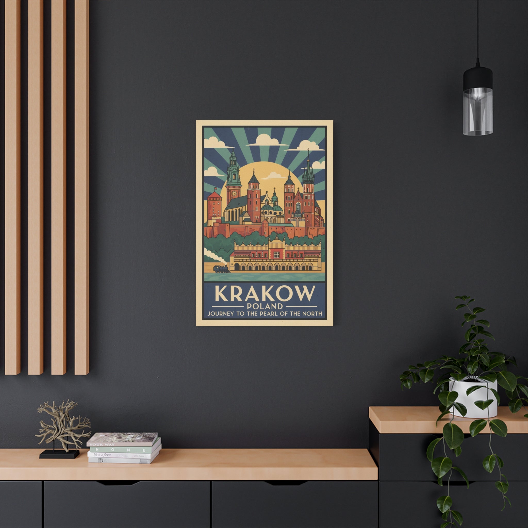 Krakow Poland Vintage Travel Poster Canvas — Matte Stretched Wall Art