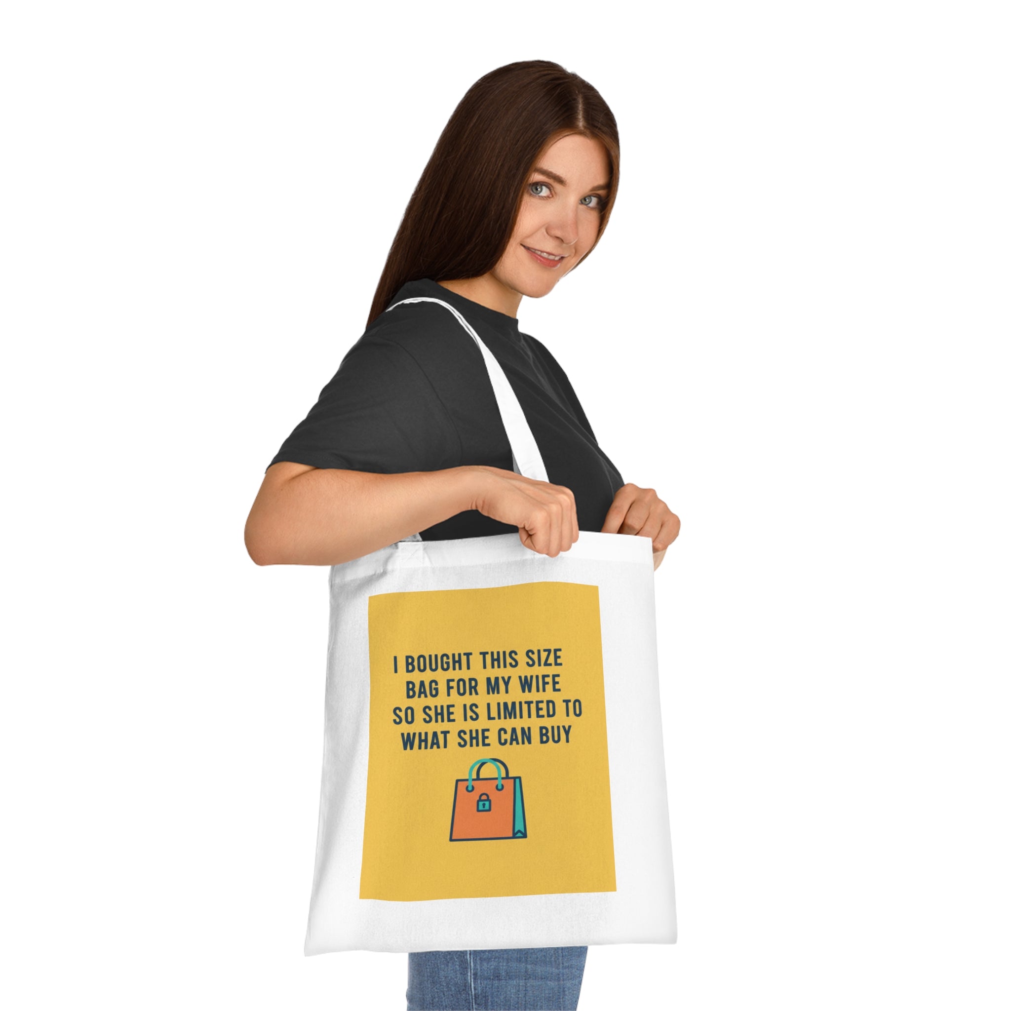 Funny 'I Bought This Size Bag For My Wife' Cotton Tote — Novelty Shopping Tote Bag Gift
