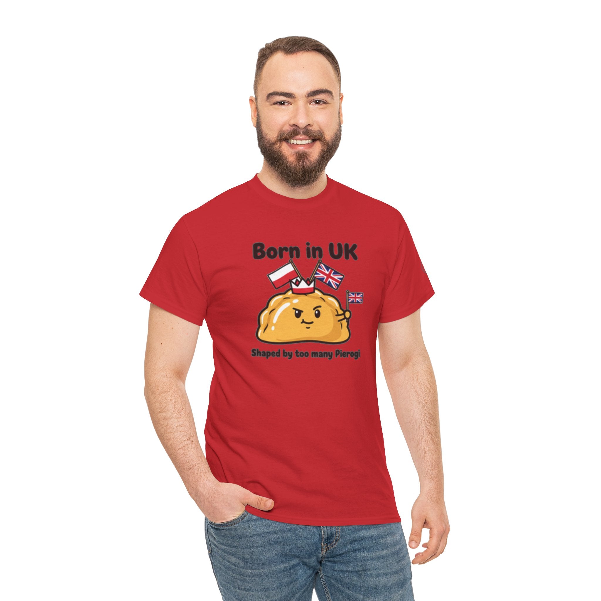 Born in UK Pierogi T‑Shirt — Funny Polish‑British Pride Tee
