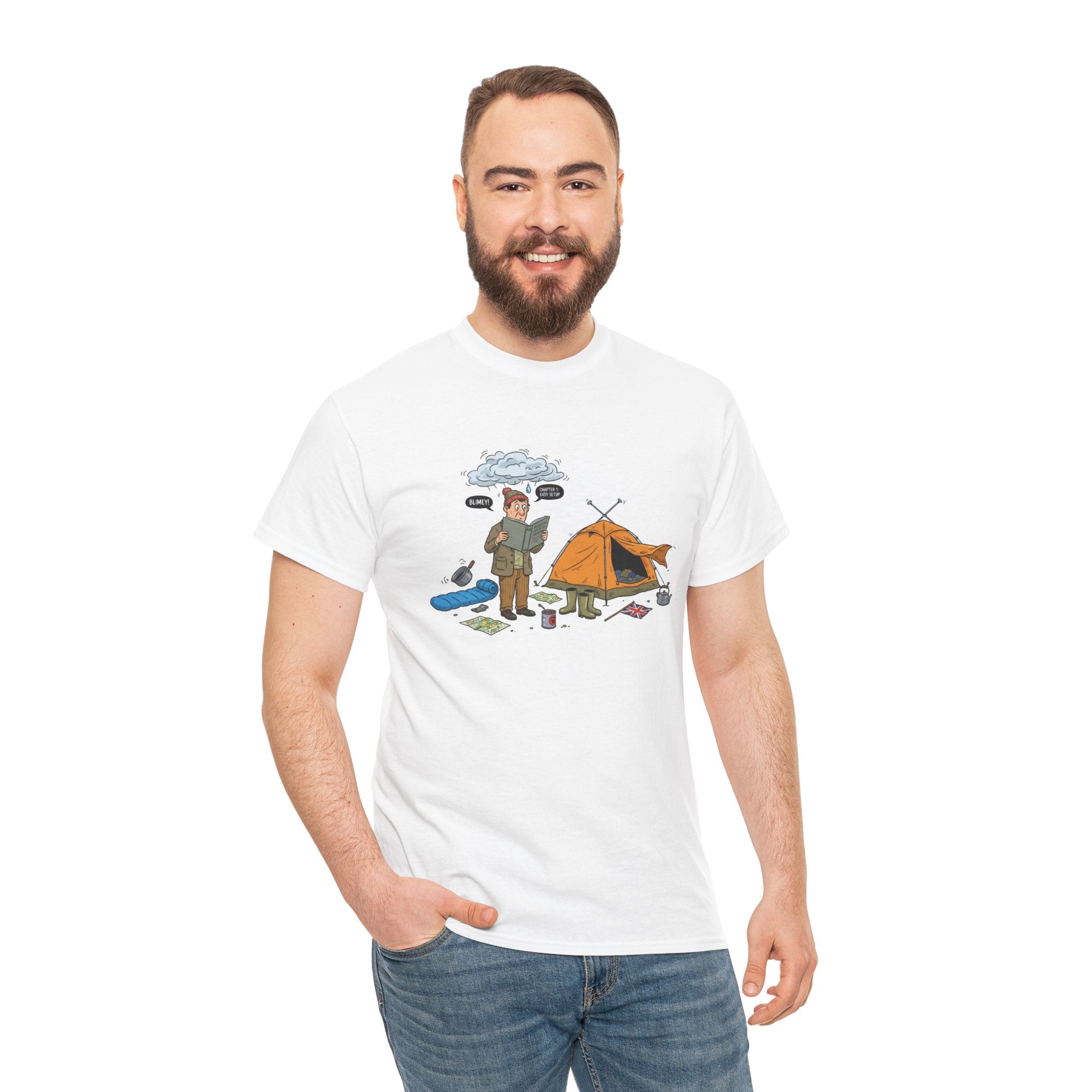 Retro Mountain Camping Graphic T-Shirt — Vintage Campfire Adventure Tee