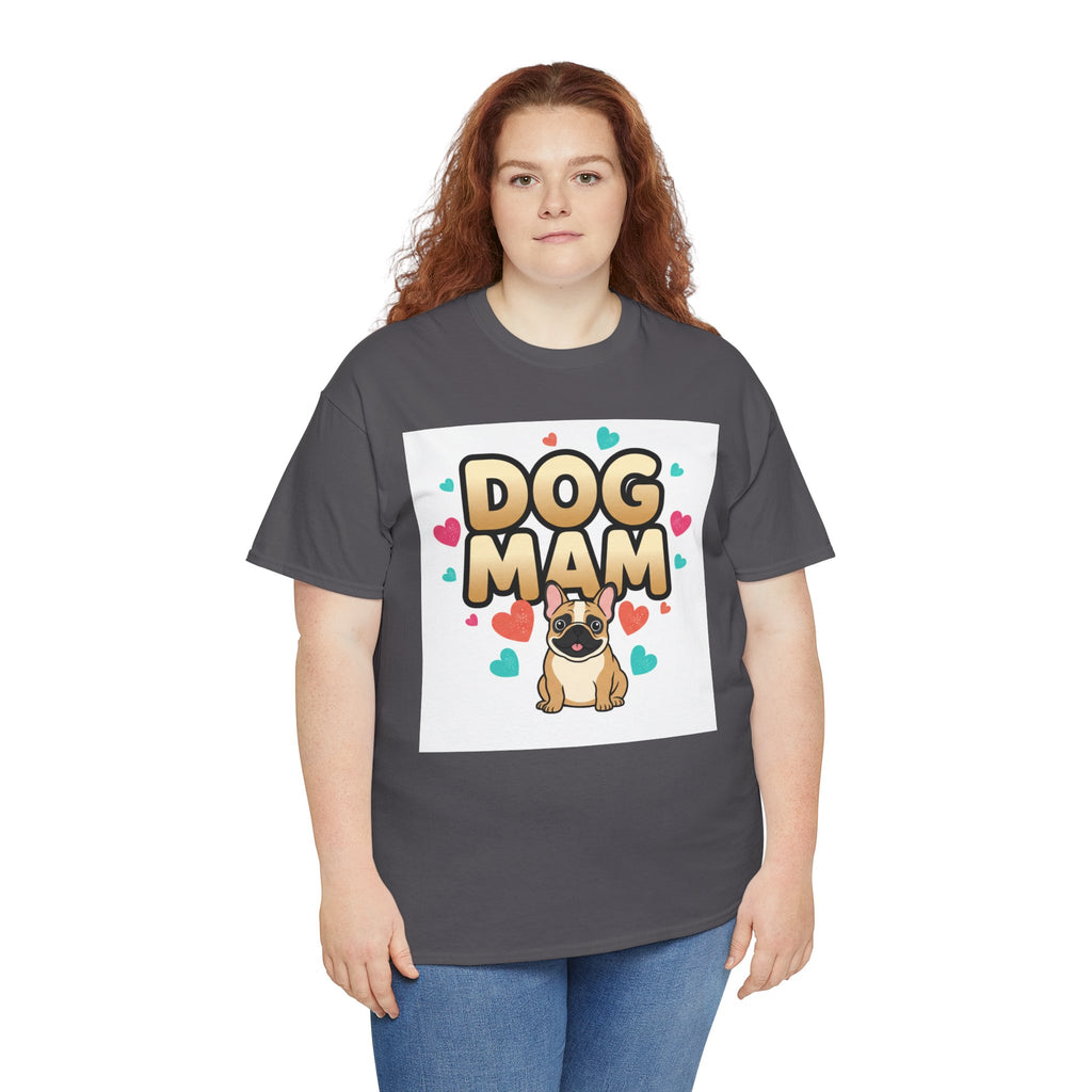 Dog Mom T-Shirt — Cute Pug Design with Hearts, Perfect Gift for Dog Lovers