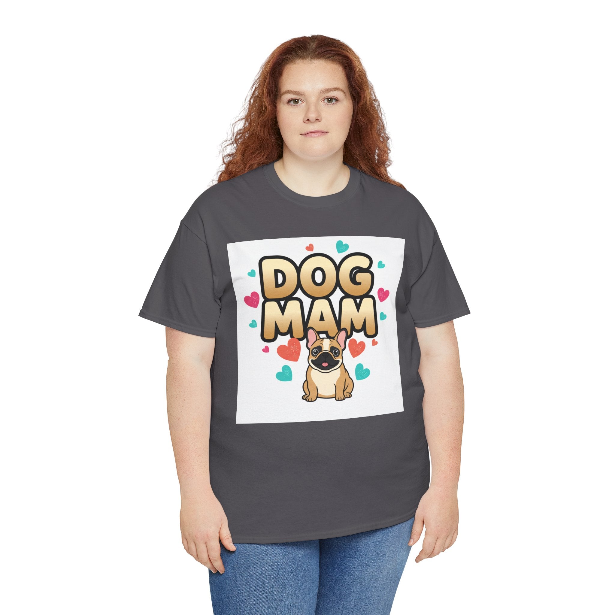Dog Mom T-Shirt — Cute Pug Design with Hearts, Perfect Gift for Dog Lovers