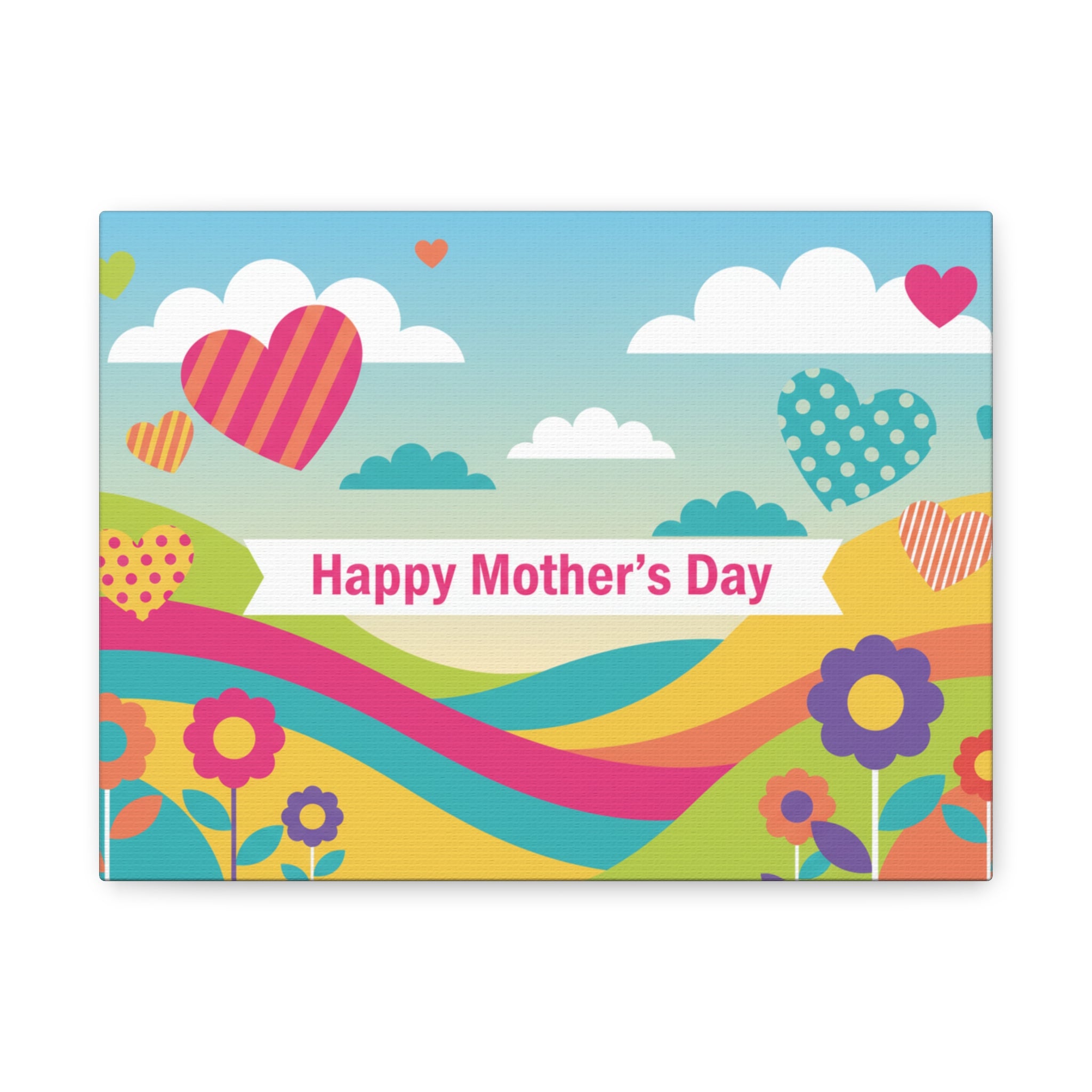 Mother's Day Canvas Wall Art — 'Happy Mother's Day' Colorful Floral Heart Print