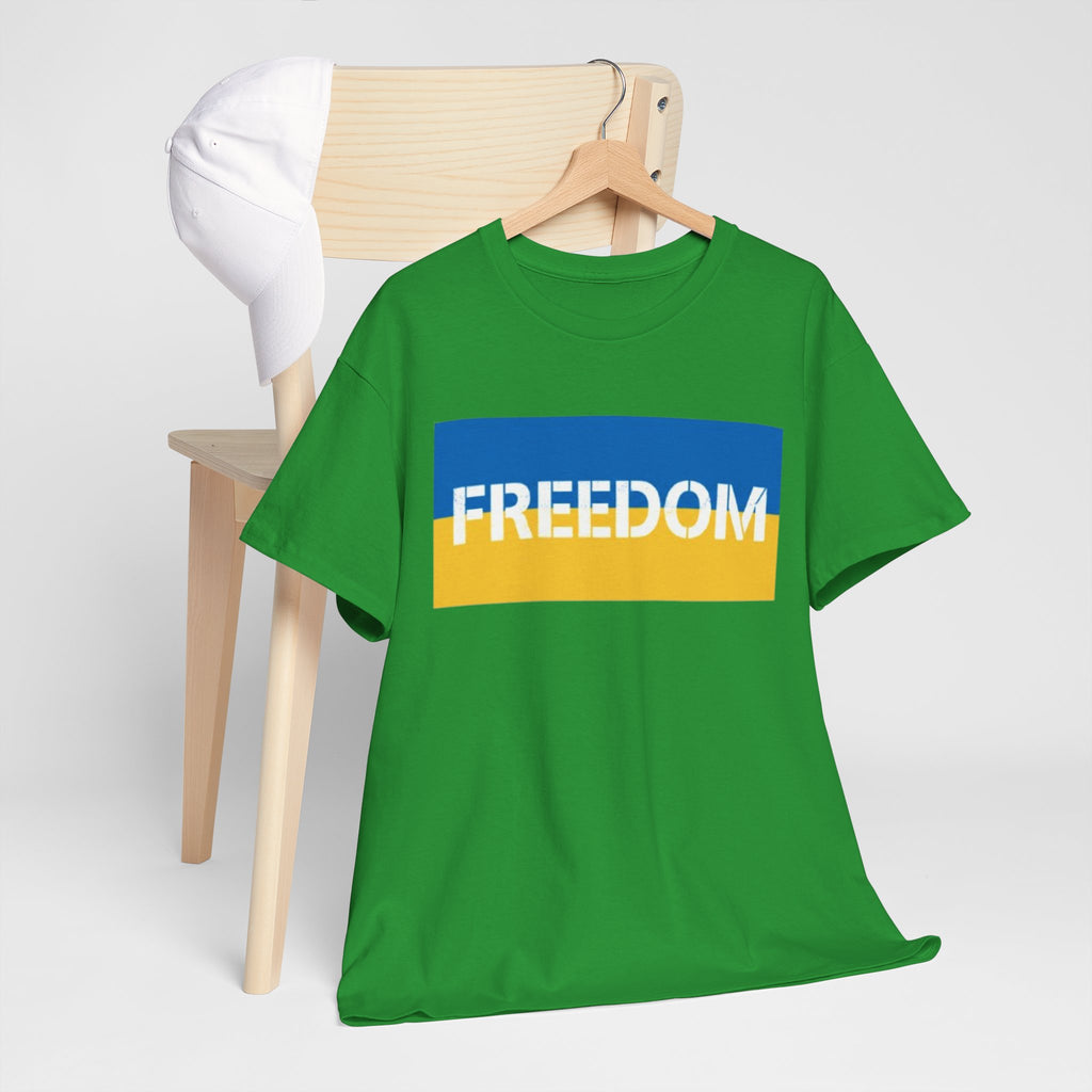 Freedom Flag T‑Shirt — Blue & Yellow Freedom Graphic Tee