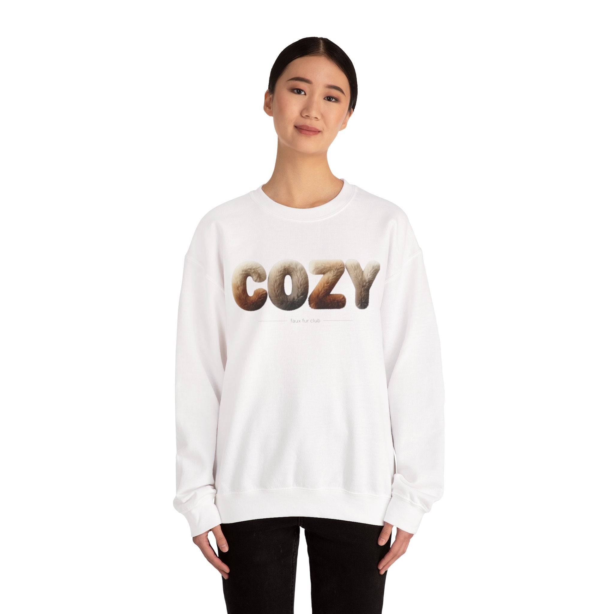 Cozy faux fur texture crewneck, cozy texture design sweatshirt | neutral plush pattern