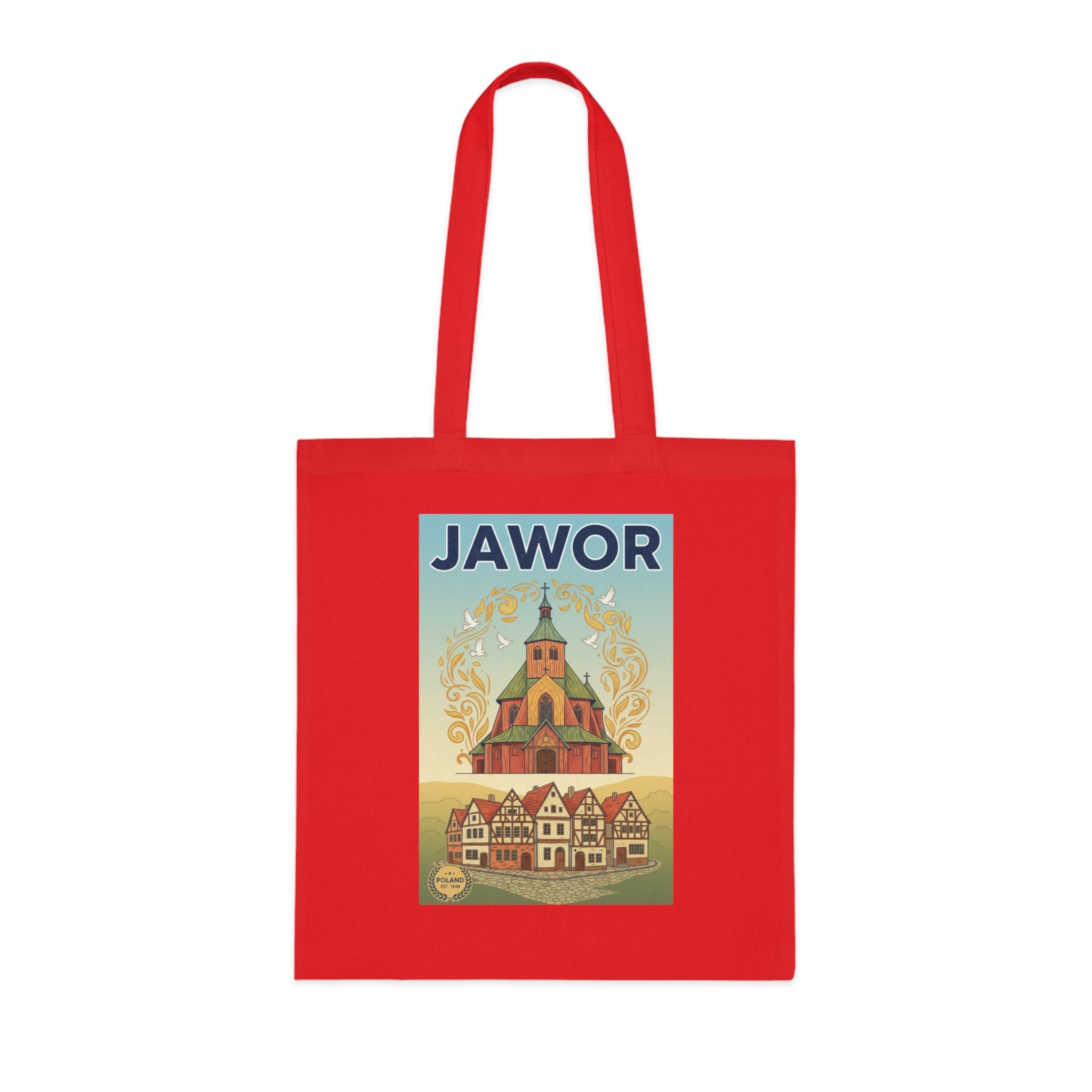 Jawor Vintage Travel Tote — Retro Polish Town Cotton Tote Bag