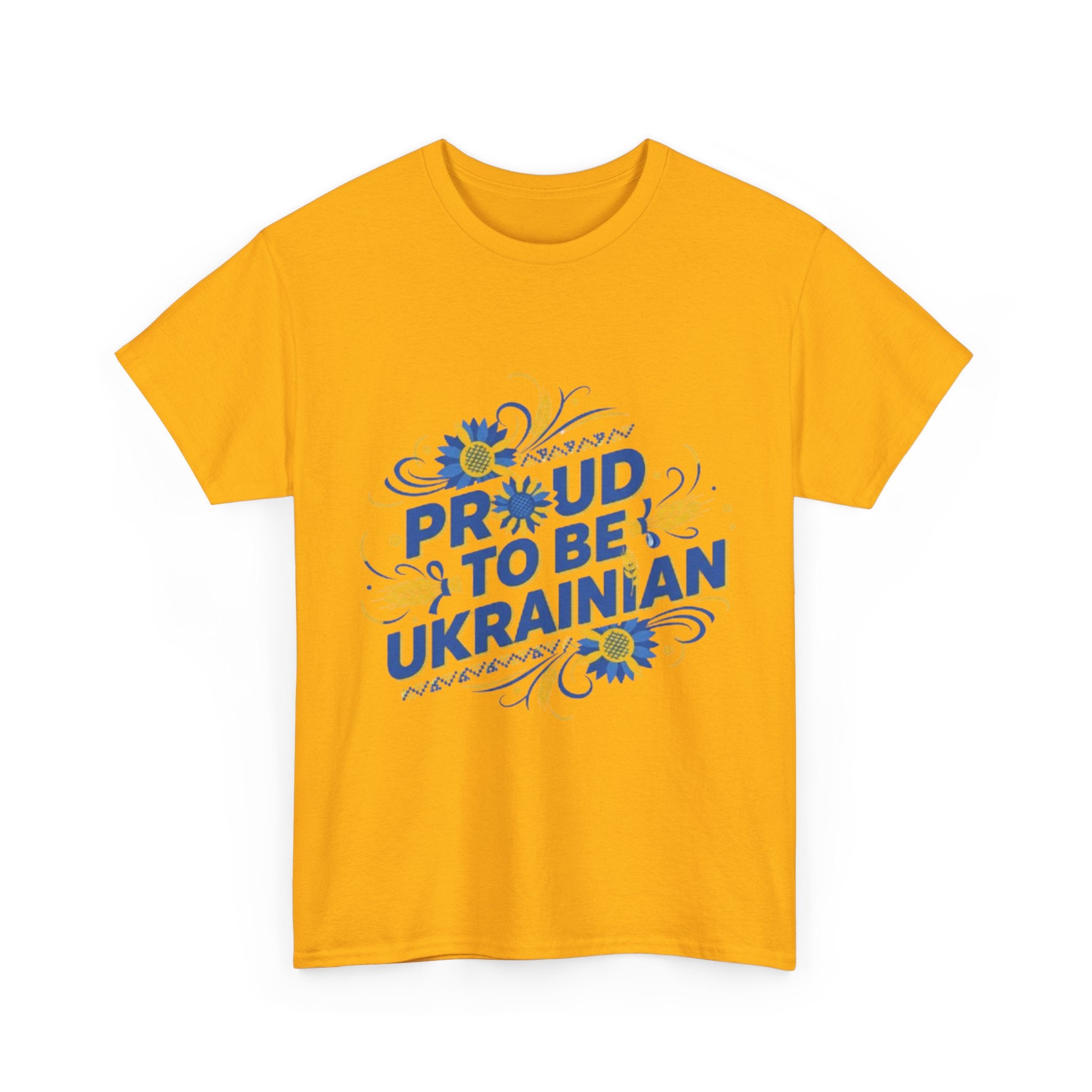 Proud to Be Ukrainian T-Shirt — Blue & Yellow Floral Pride Tee