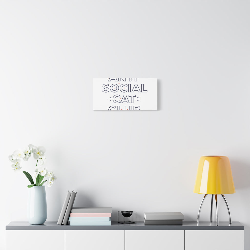 Anti Social Cat Club Canvas | Outline-Only Typography, Hollow Letter Art