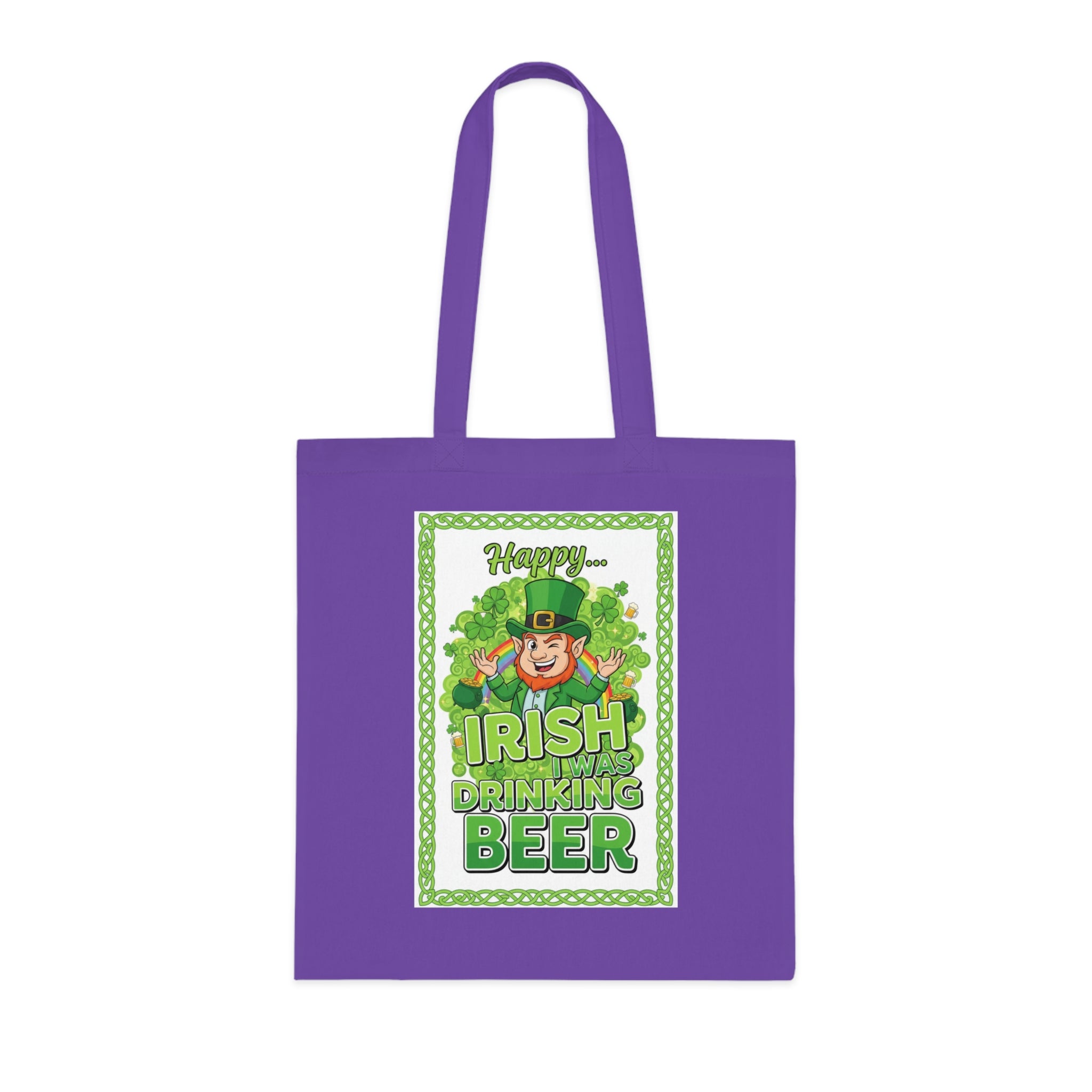 St. Patrick’s Day Irish Drinking Beer Cotton Tote - Leprechaun Shamrock Grocery Bag