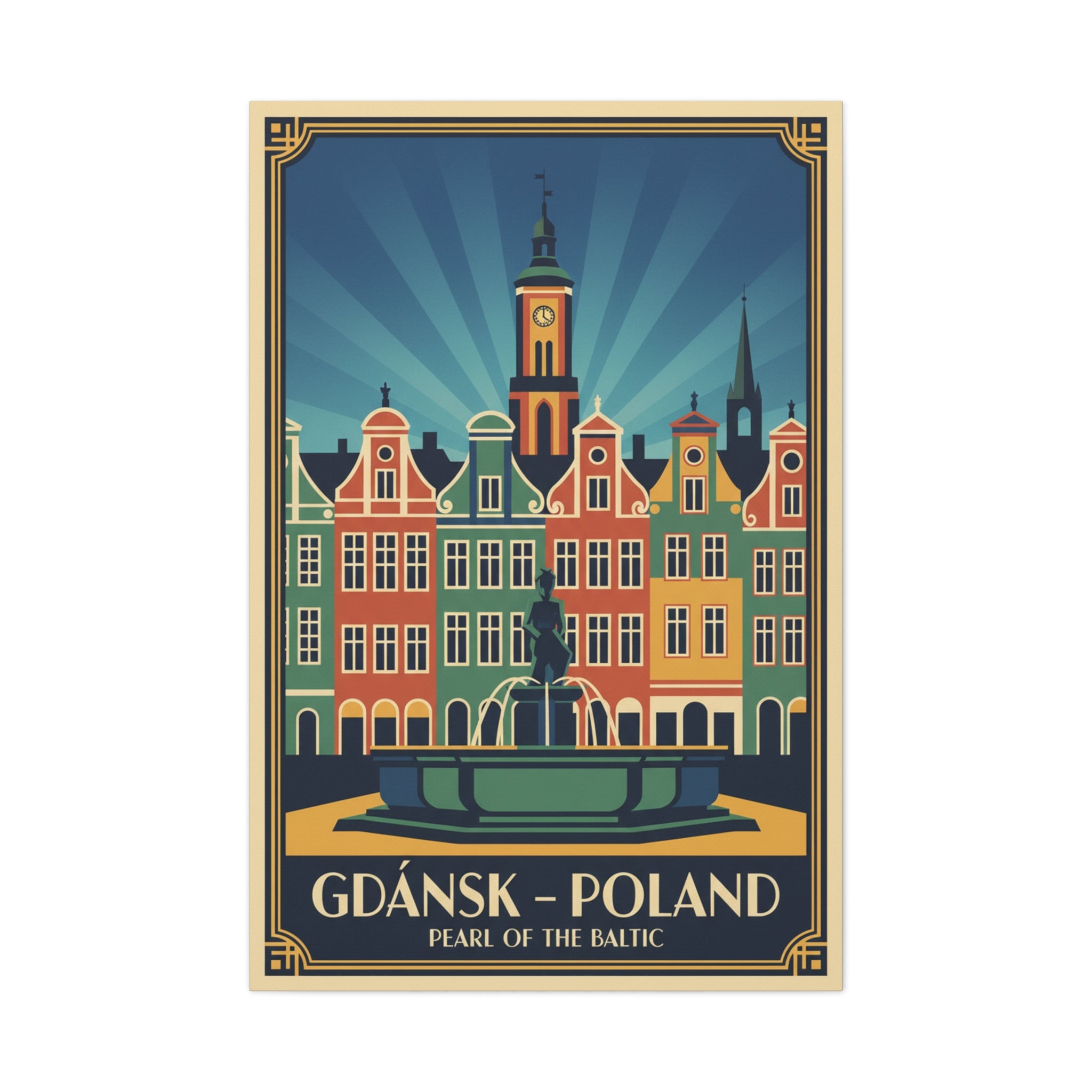 Gdańsk Poland Vintage Travel Poster Canvas