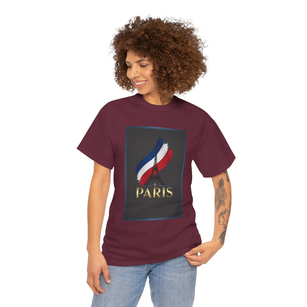 Paris Tricolor Graphic Tee — French Flag Brushstroke T-Shirt