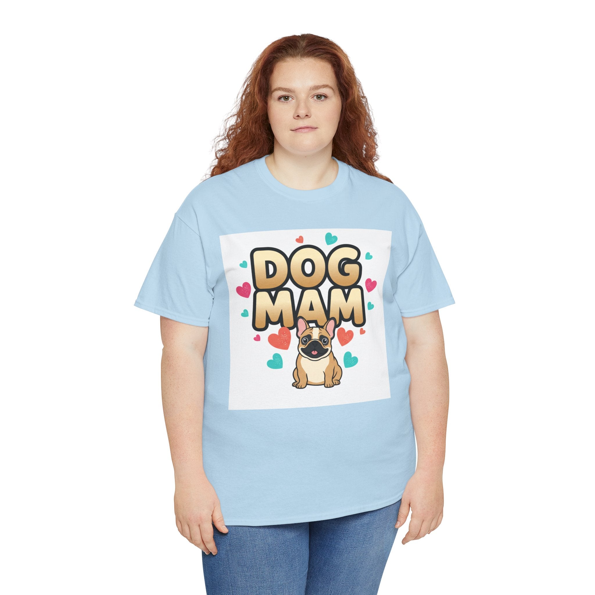 Dog Mom T-Shirt — Cute Pug Design with Hearts, Perfect Gift for Dog Lovers