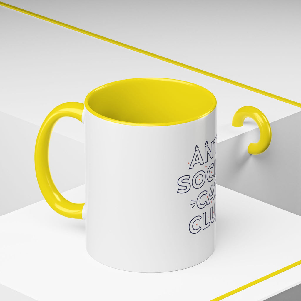 Anti Social Cat Club Accent Coffee Mug – Funny Cat Lover 11/15oz Ceramic Mug