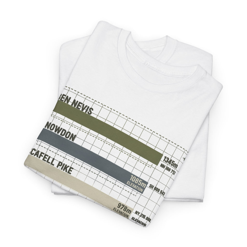 Three Peaks Challenge Graphic T-Shirt — Retro UK Mountain Hiking Tee