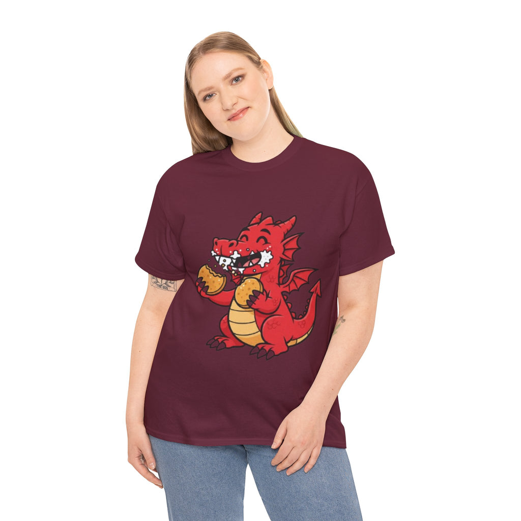 Red Dragon Eating Tacos T-Shirt — Cute Cartoon Taco Lover Tee